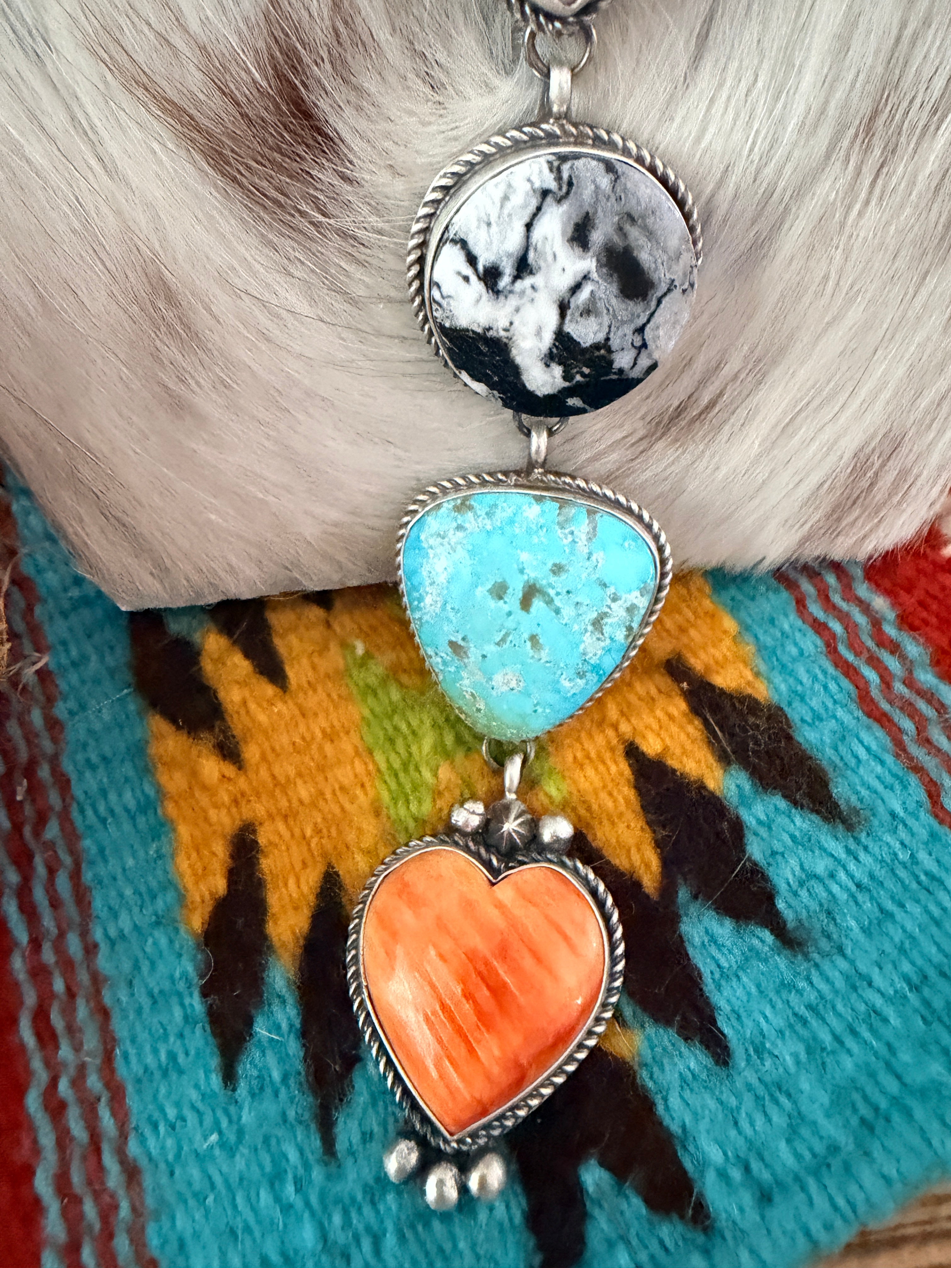 Handcrafted Multi Stone & Sterling Silver Lariat Necklace by Vicky Hicks