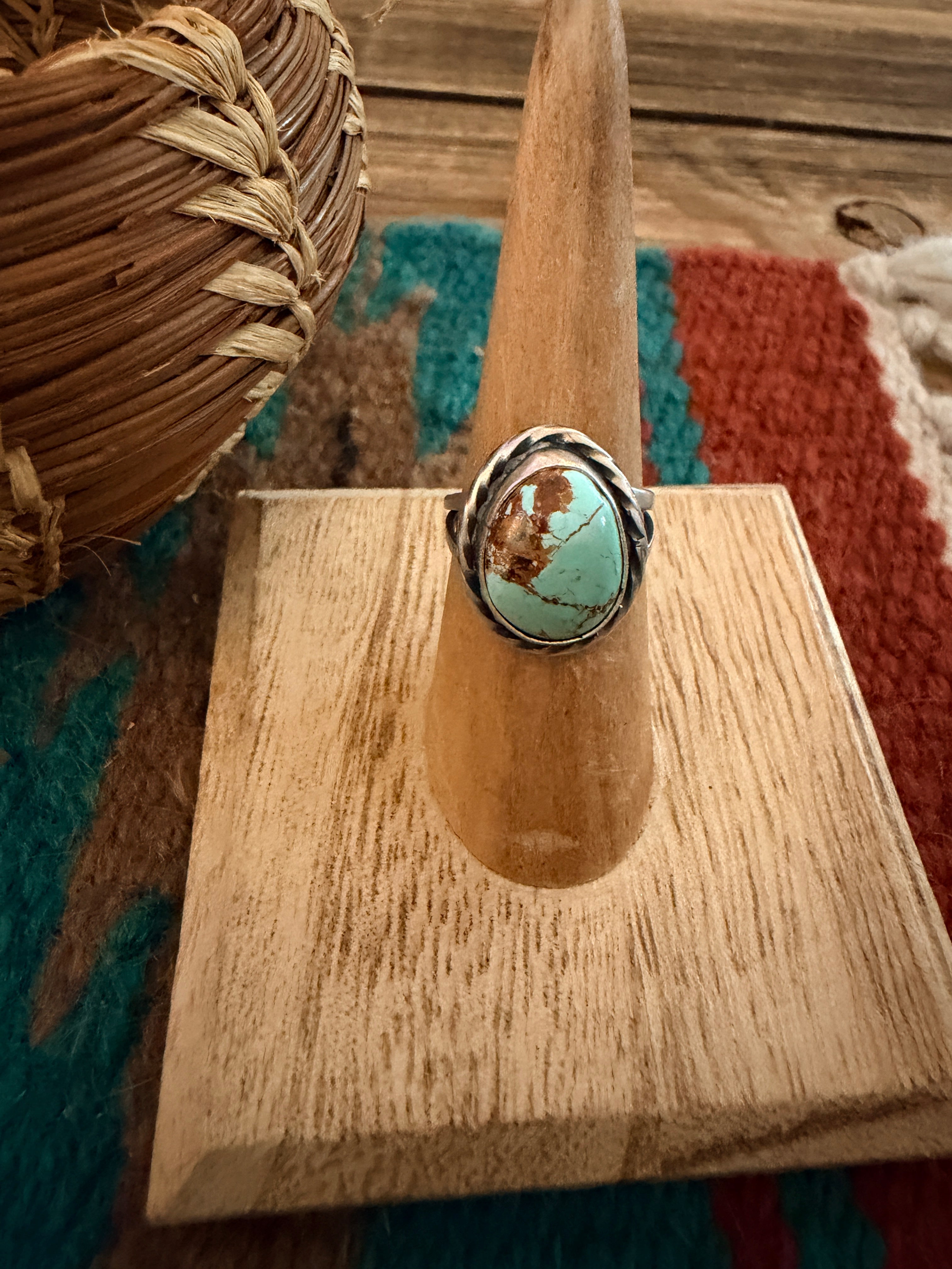 Handcrafted Turquoise & Sterling Silver Ring Size 6