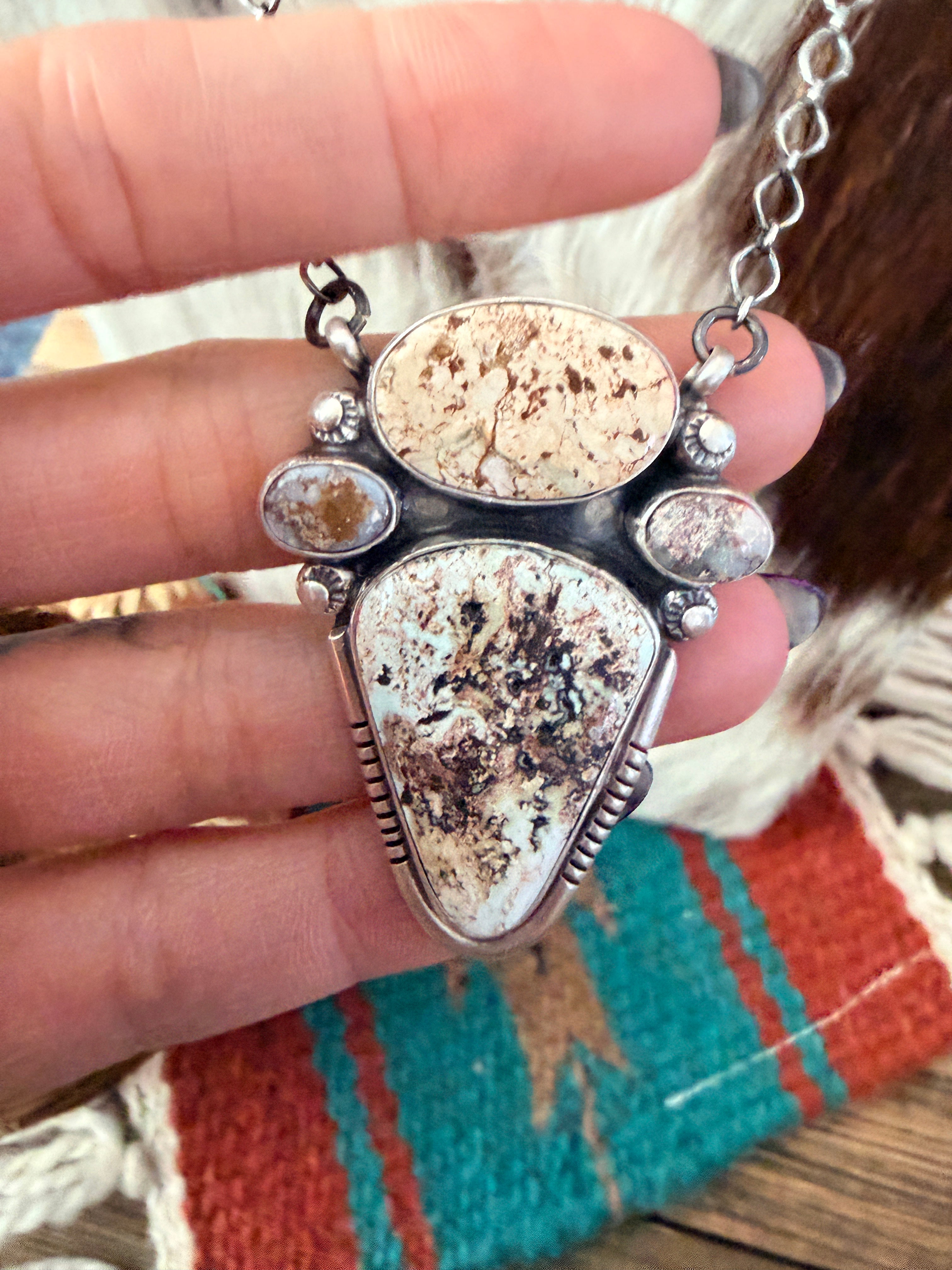 Handcrafted Dry Creek Turquoise & Sterling Silver Necklace by Joelias Draper