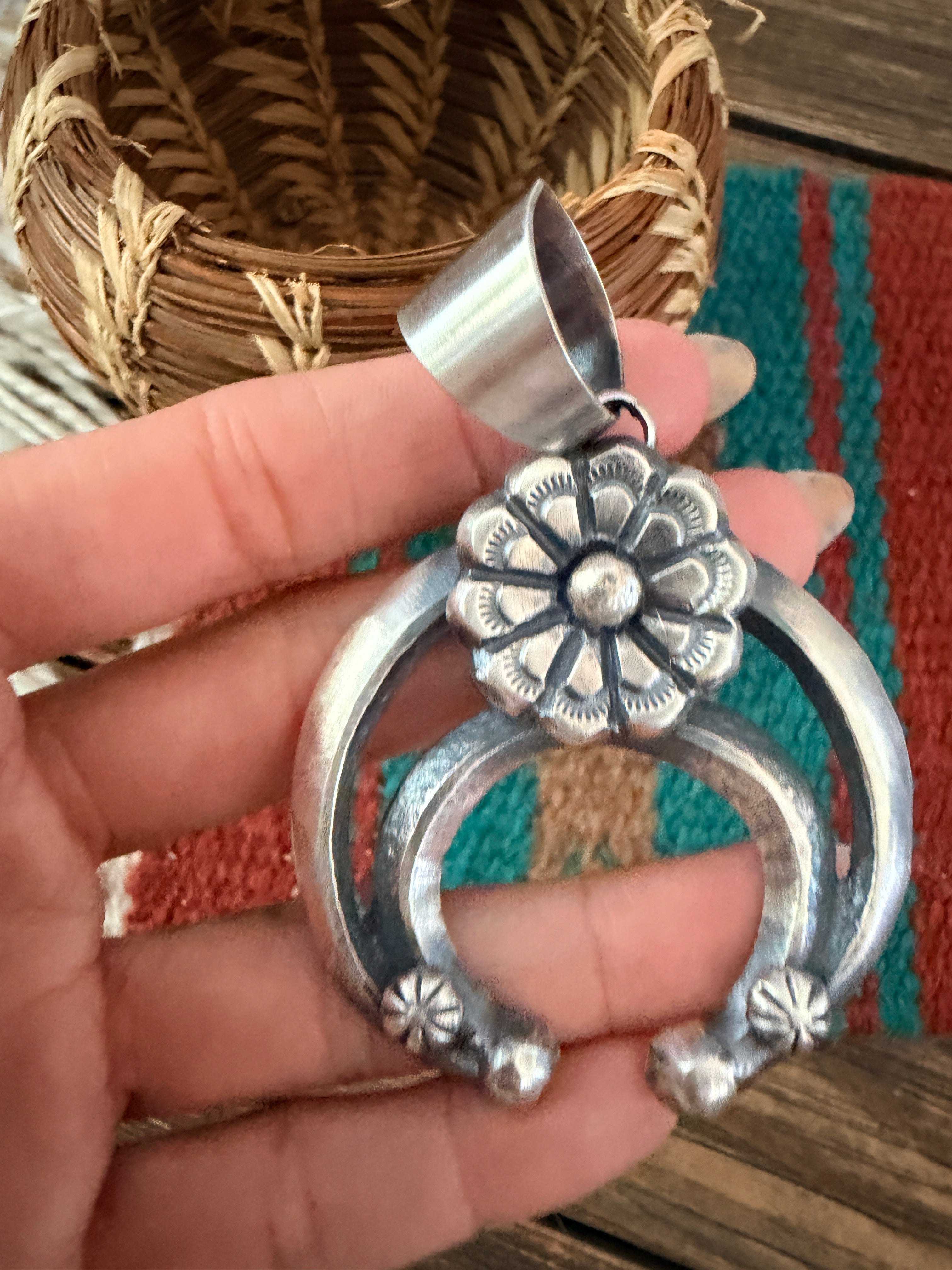 Handcrafted Sterling Silver Flower Naja Pendant by Chimney Butte