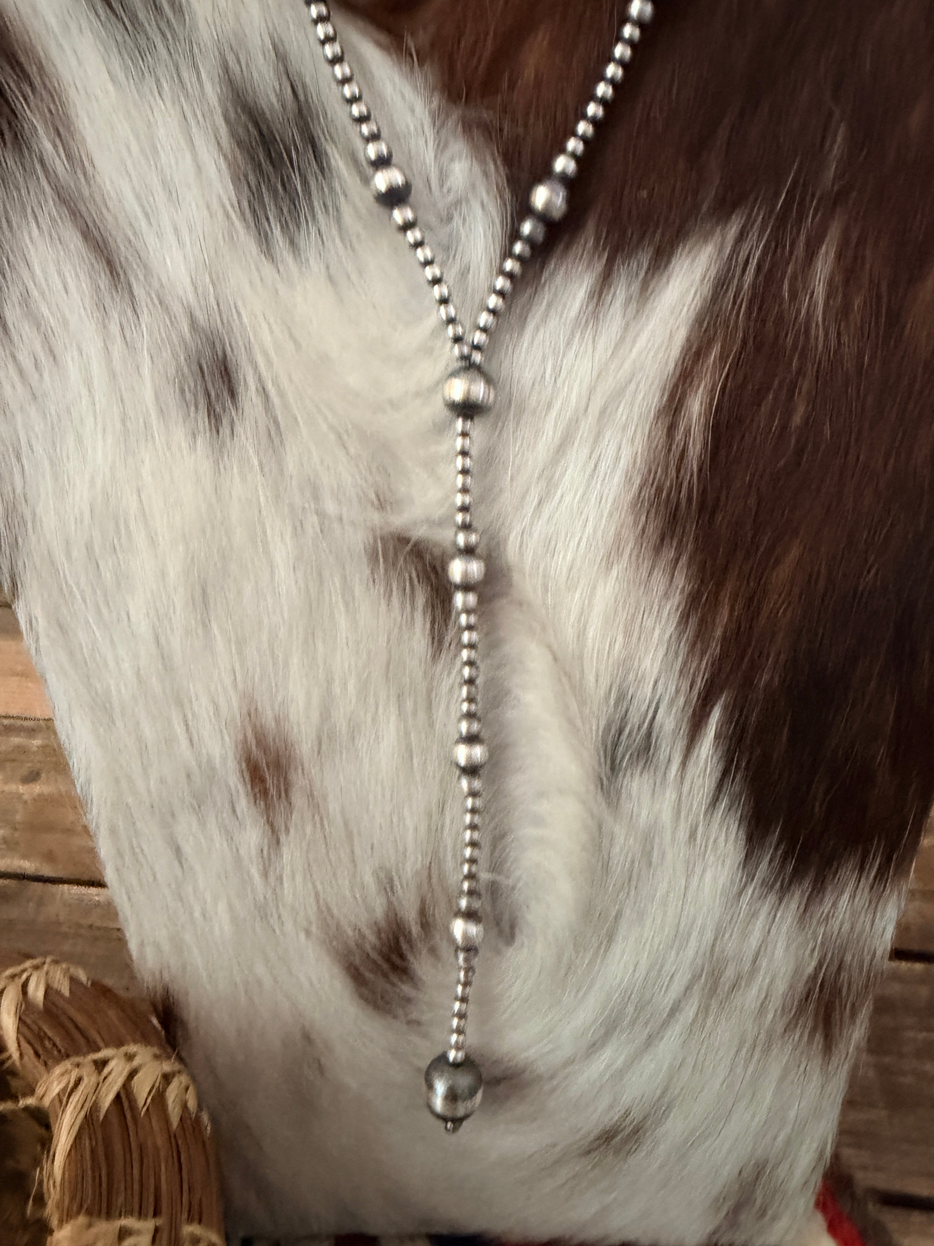 Handcrafted Sterling Silver Pearl 20” Beaded Lariat Necklace