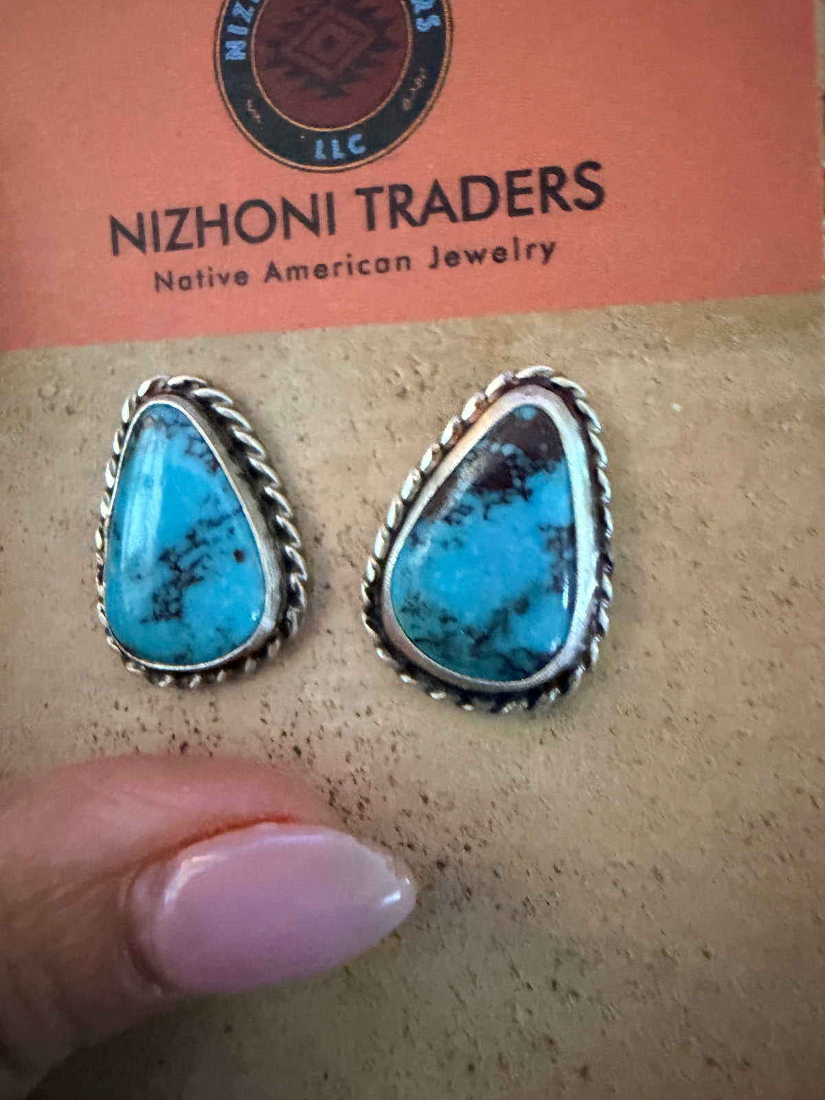 Handcrafted Turquoise & Sterling Silver Post Earrings