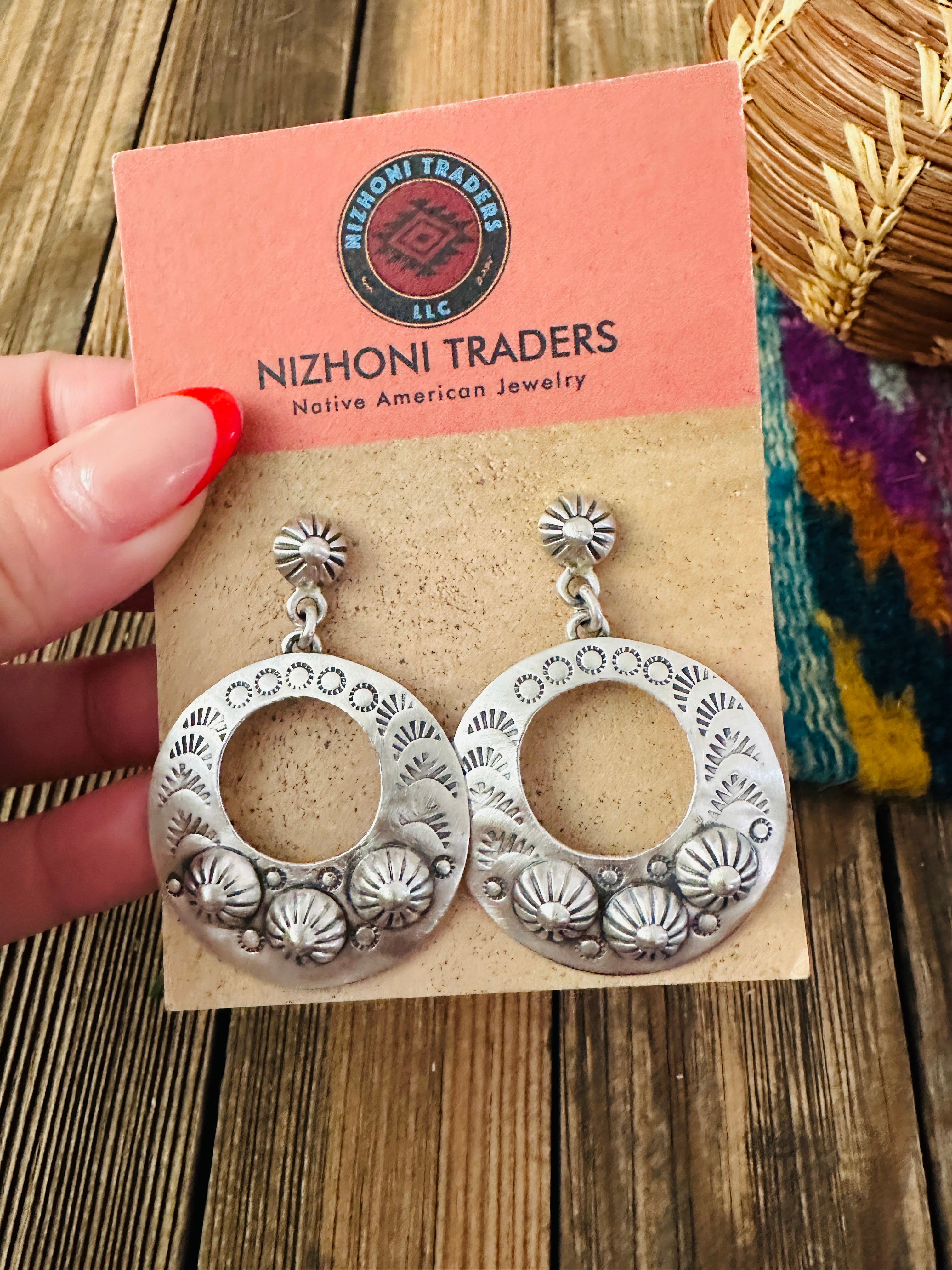 Handcrafted Sterling Silver Concho Dangle Earrings