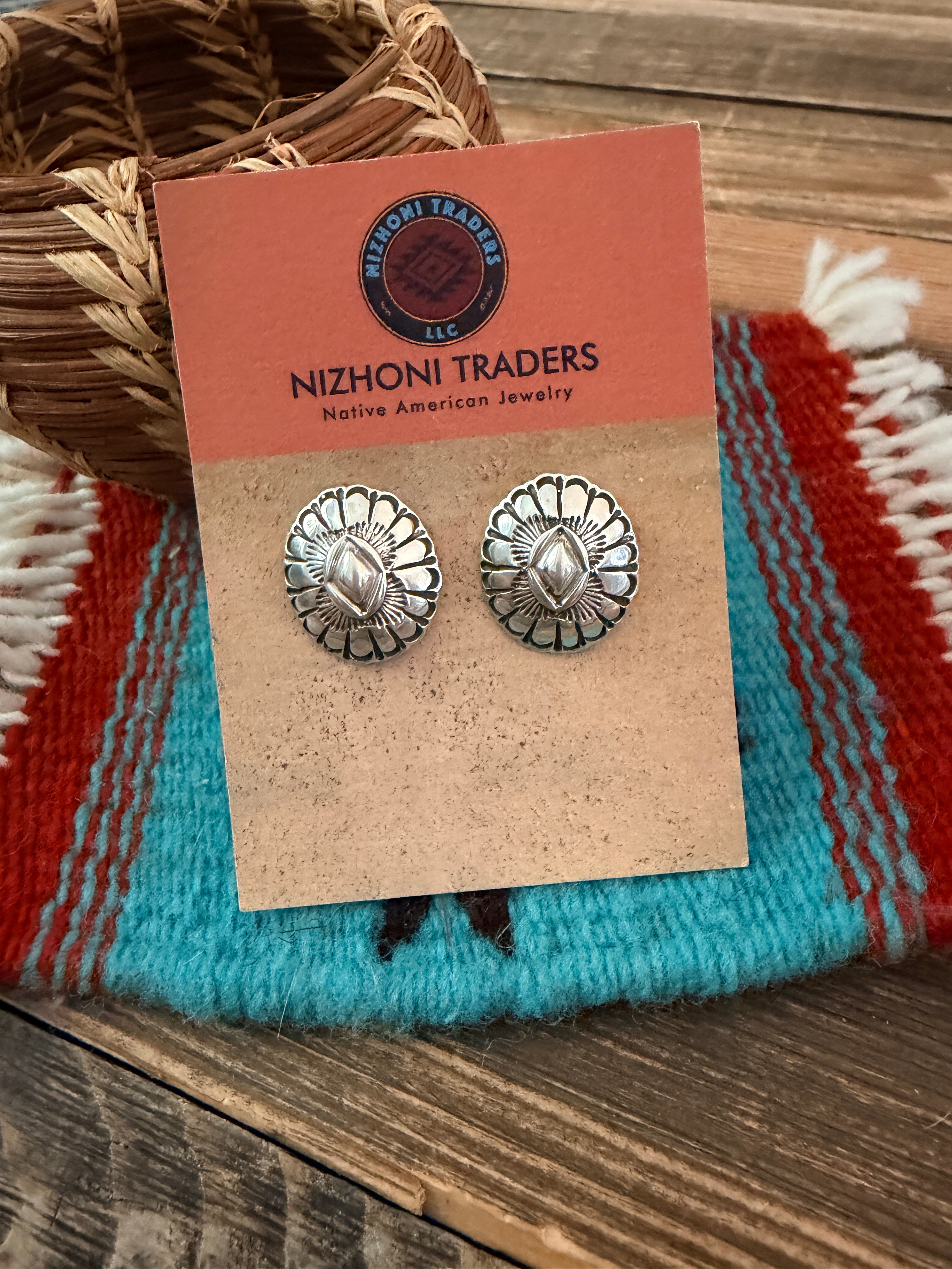 Handcrafted Sterling Silver Concho Post Earrings