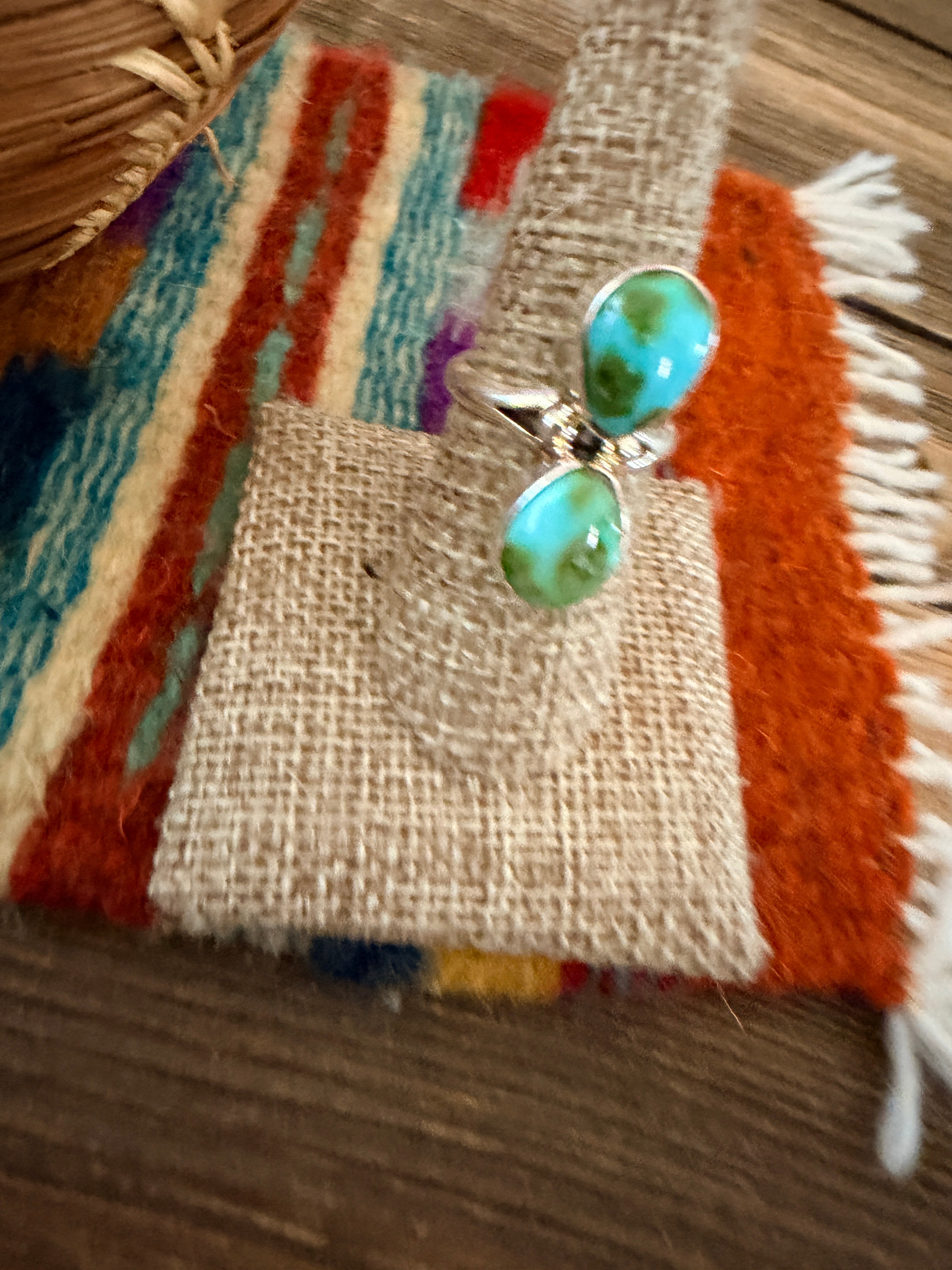 Handcrafted Sonoran Mountain Turquoise & Sterling Silver Ring Size 8