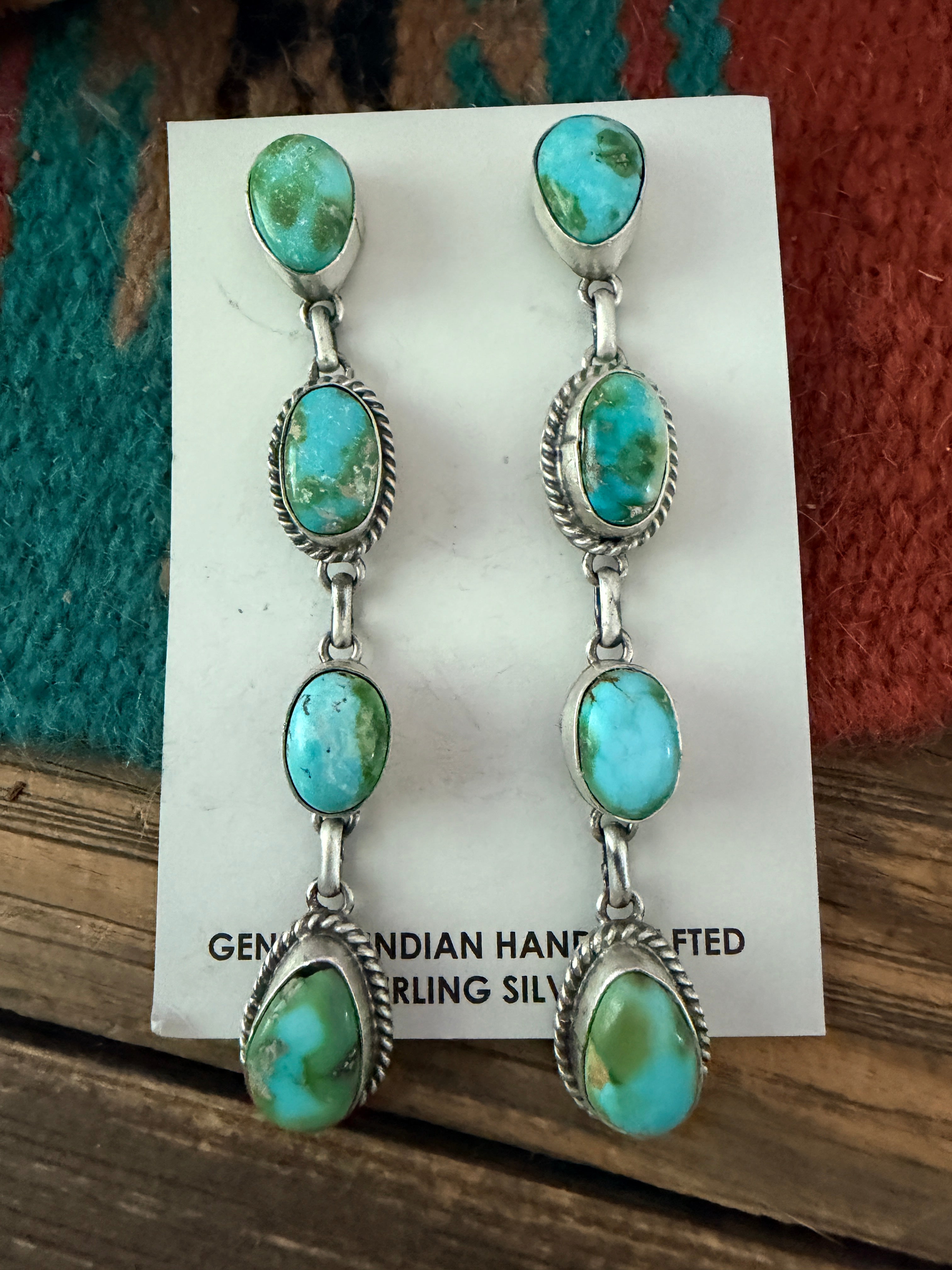 Handcrafted Sonoran Mountain Turquoise & Sterling Silver Dangle Earrings