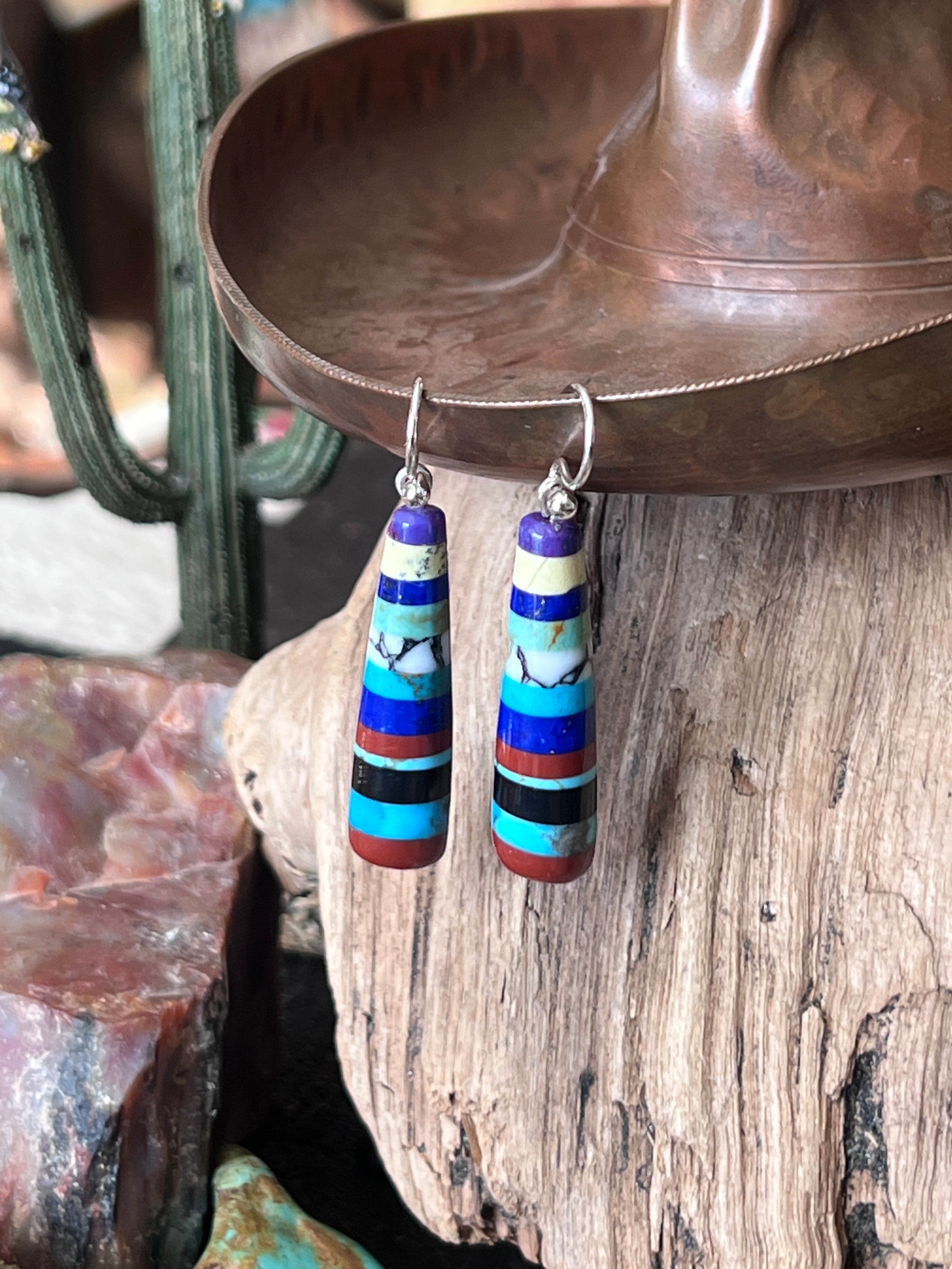 Santo Domingo Layered Multistone Earrings by Ronald Chavez, Stacked Gems #2