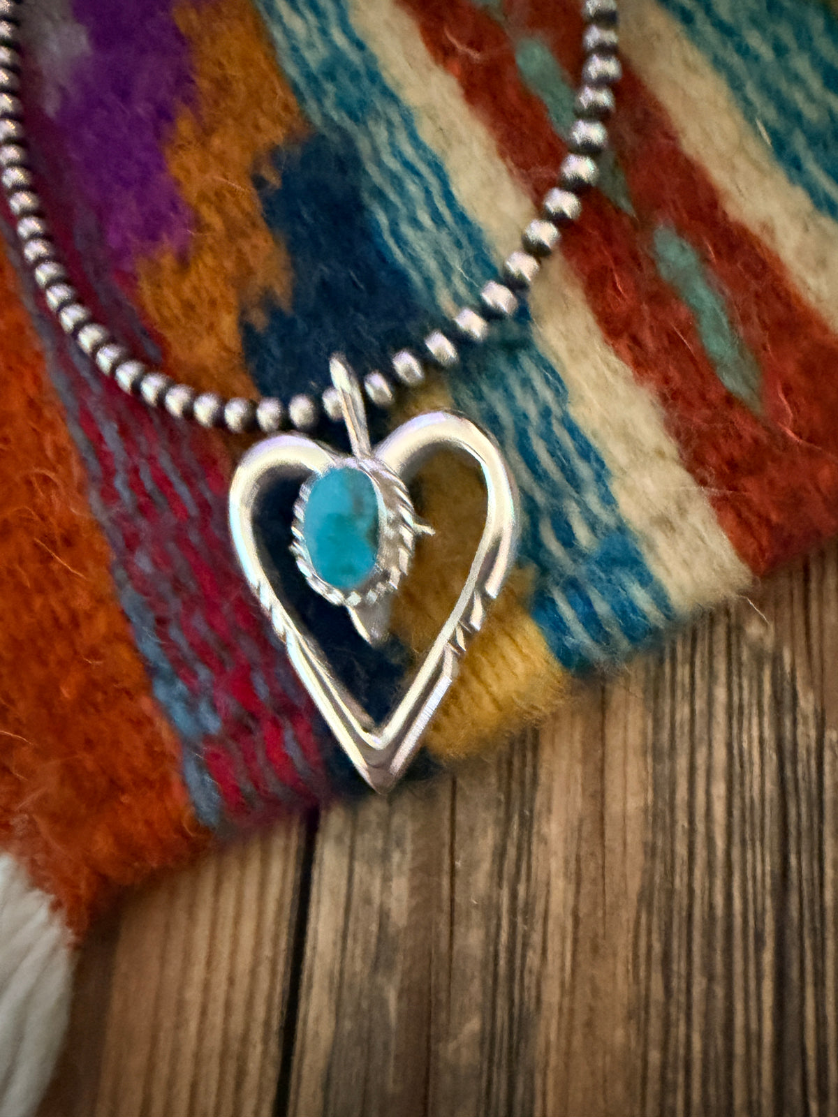 Handcrafted Sterling Silver & Turquoise Heart Pendant by Joseph Martinez