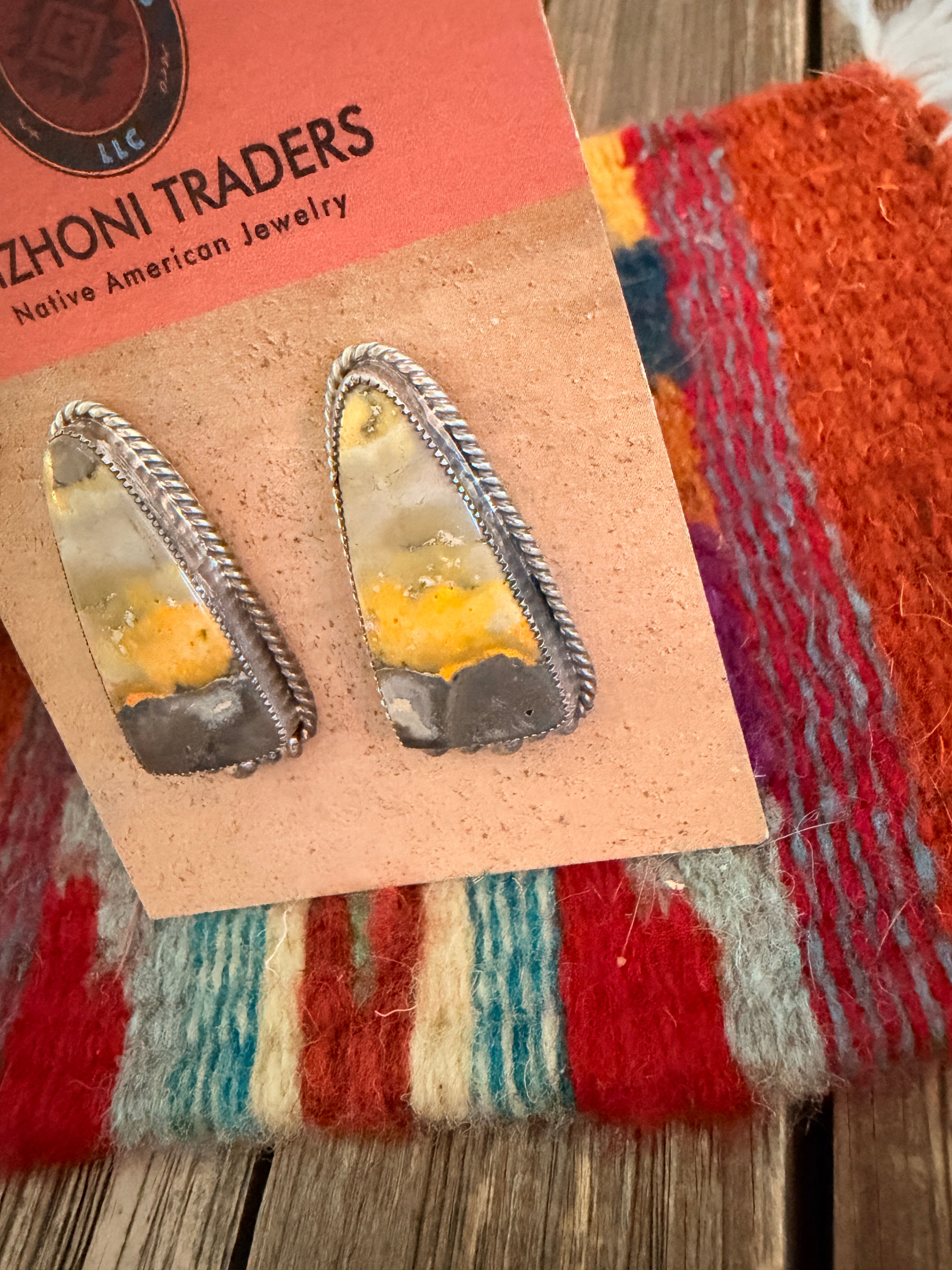 Handcrafted Bumblebee & Sterling Silver Post Earrings
