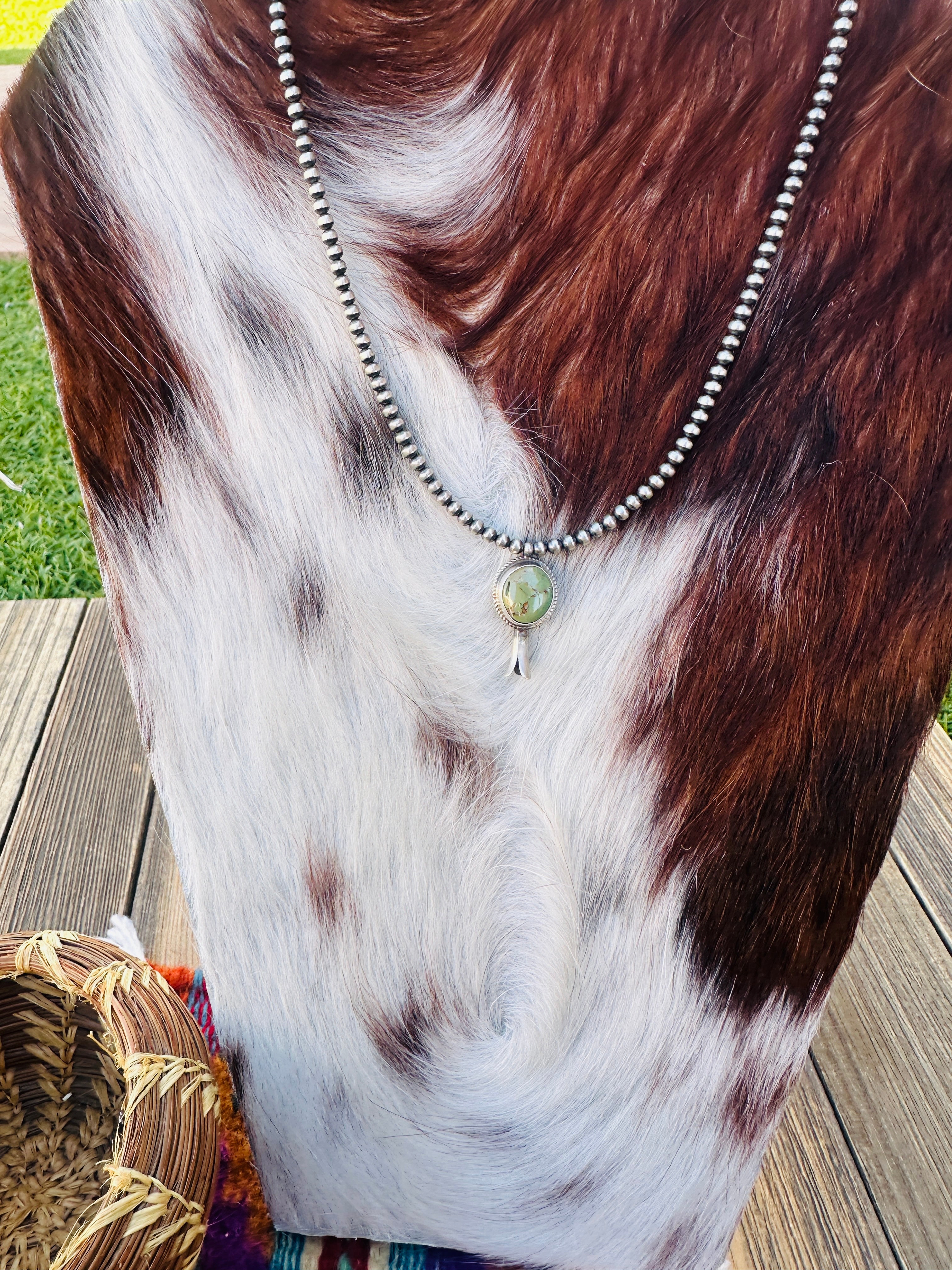 Handcrafted Turquoise & Sterling Silver Beaded Blossom Necklace