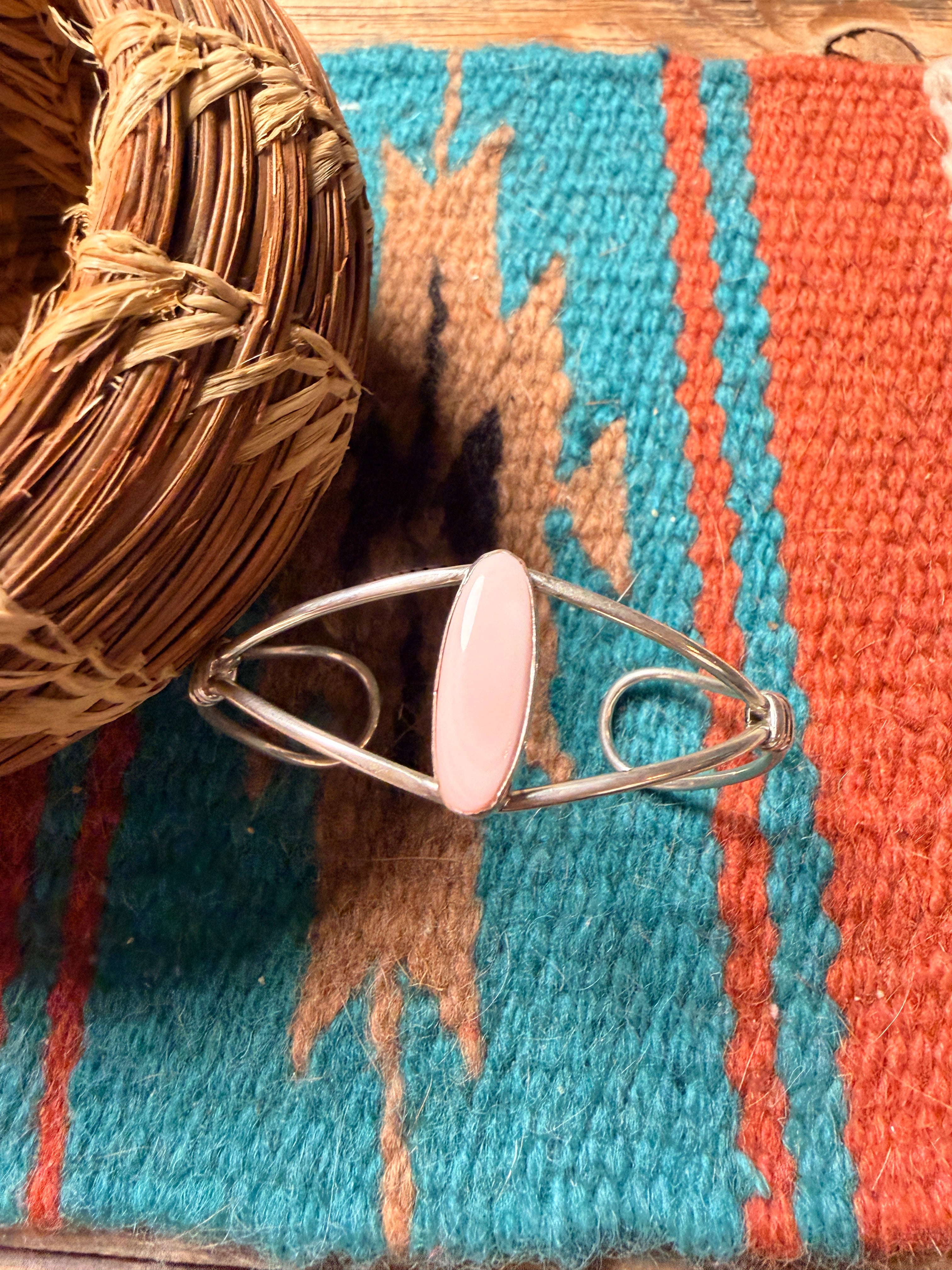 Handcrafted Queen Pink Conch & Sterling Silver Cuff Bracelet