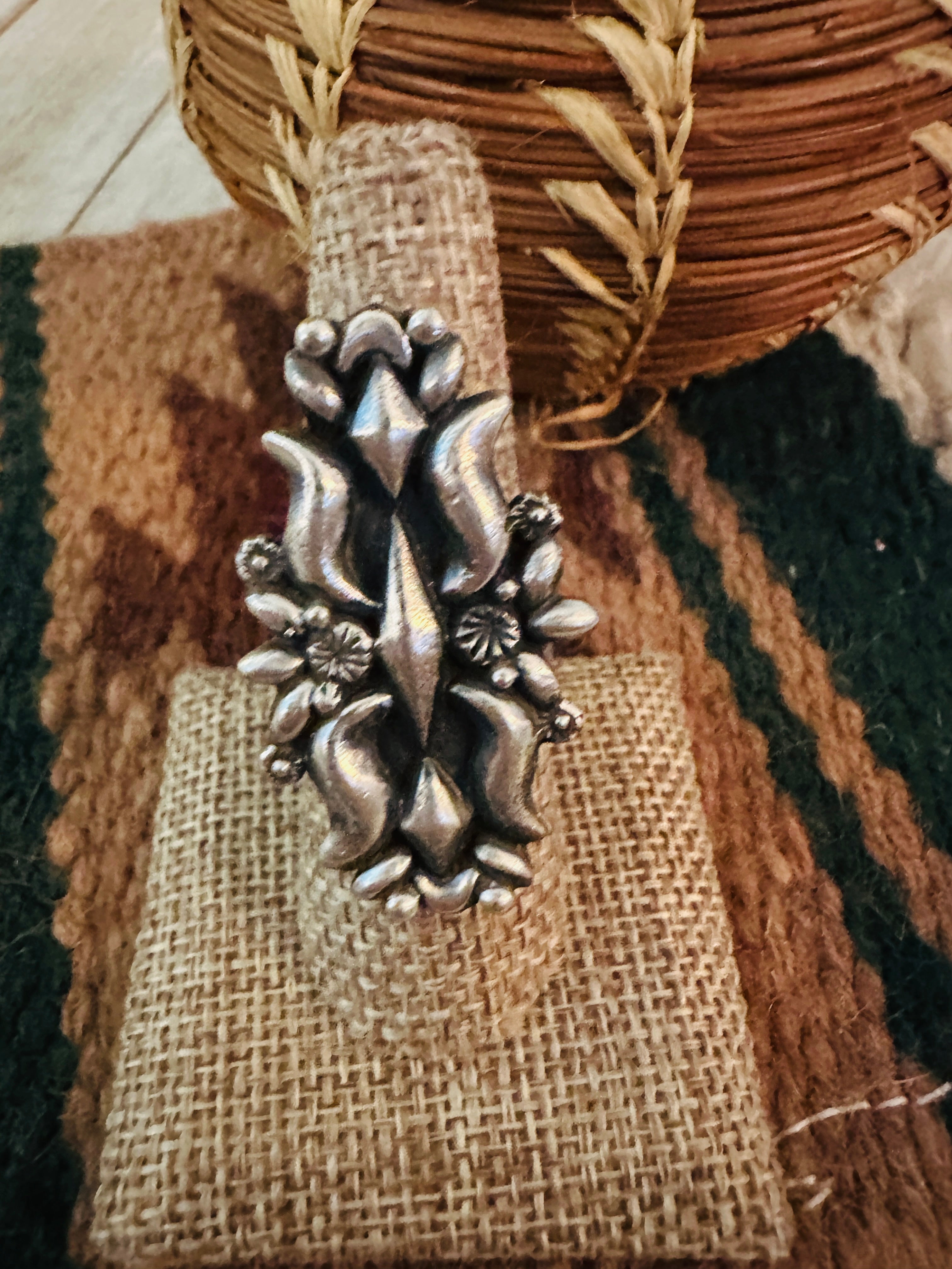 Handcrafted Sterling Silver Adjustable Concho Ring by Leroy James