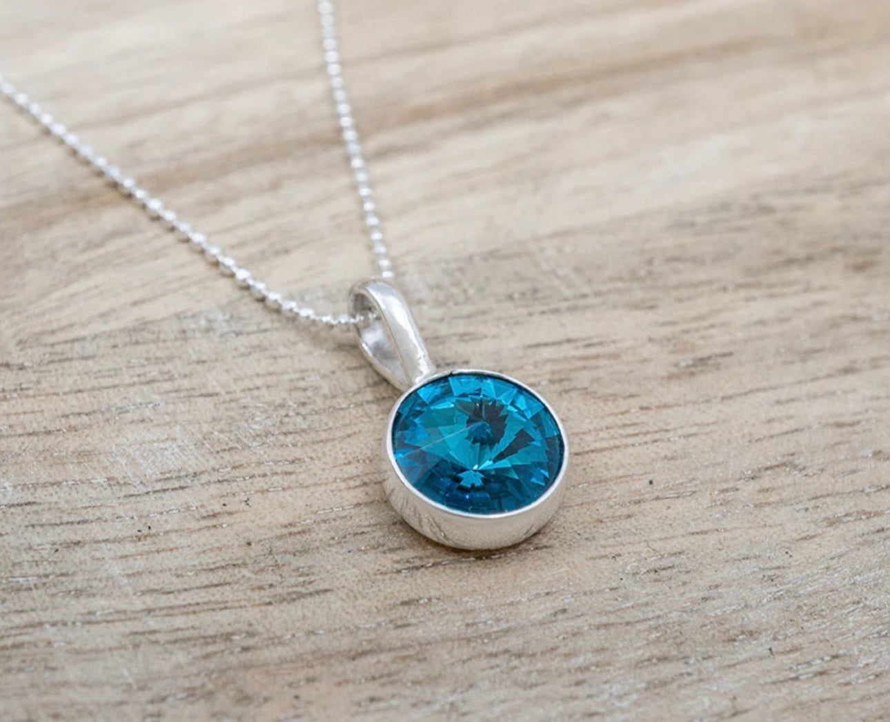 Medium Blue Crystal Pendant Necklace