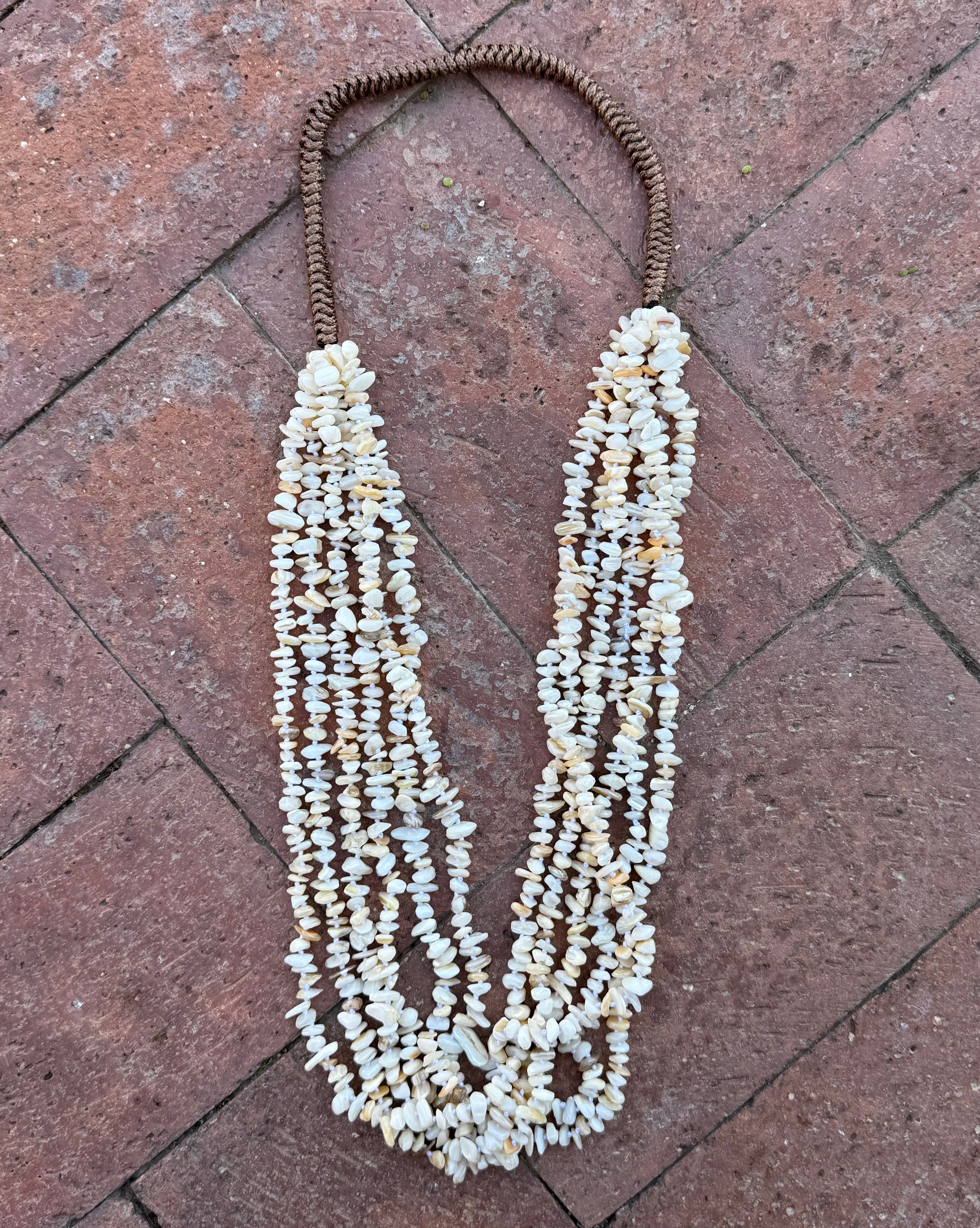 Multi-Strand Mother of Pearl Chip Beaded Necklace