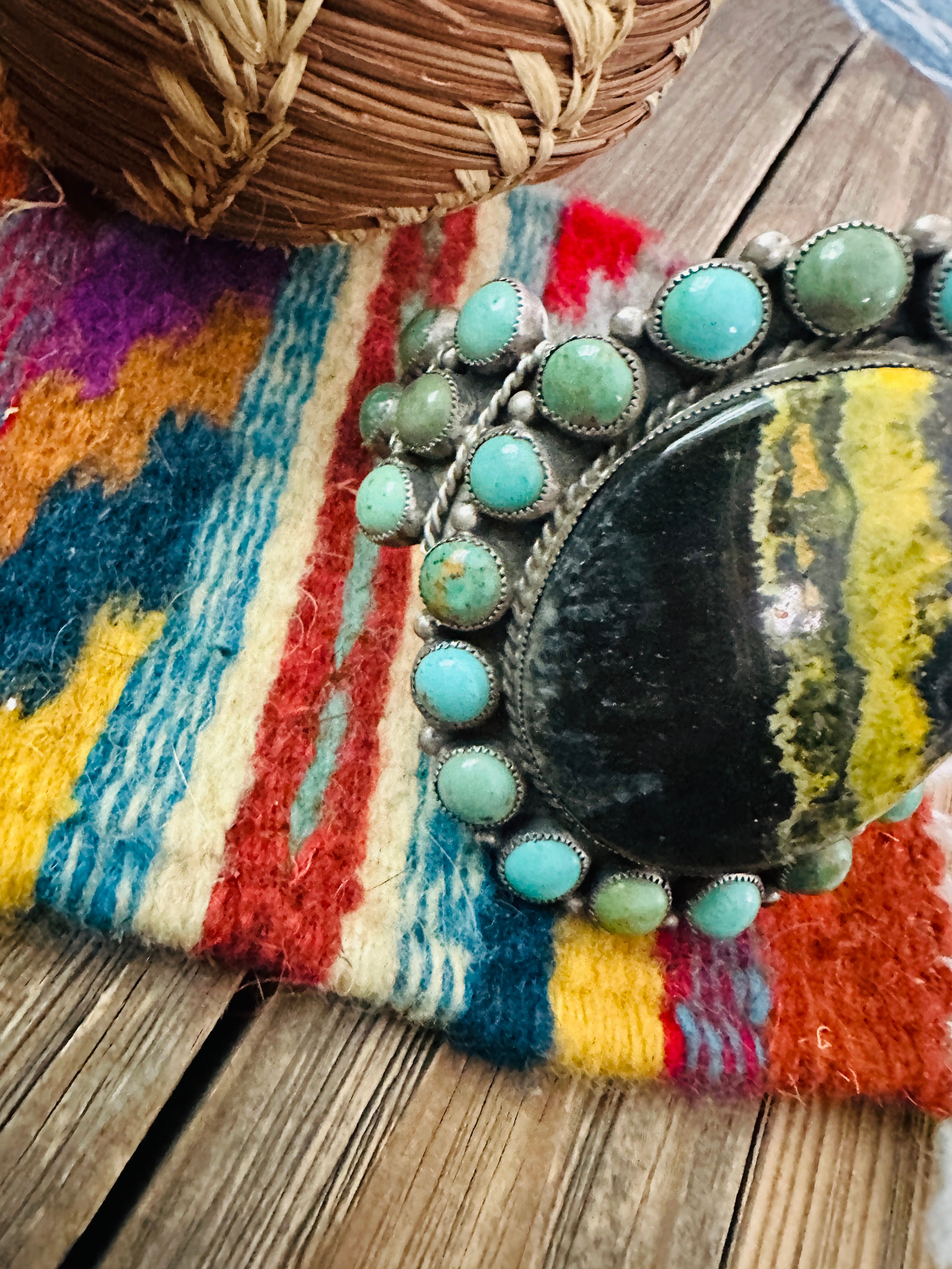 Handcrafted Sterling Silver, Turquoise & Bumblebee Cuff Bracelet