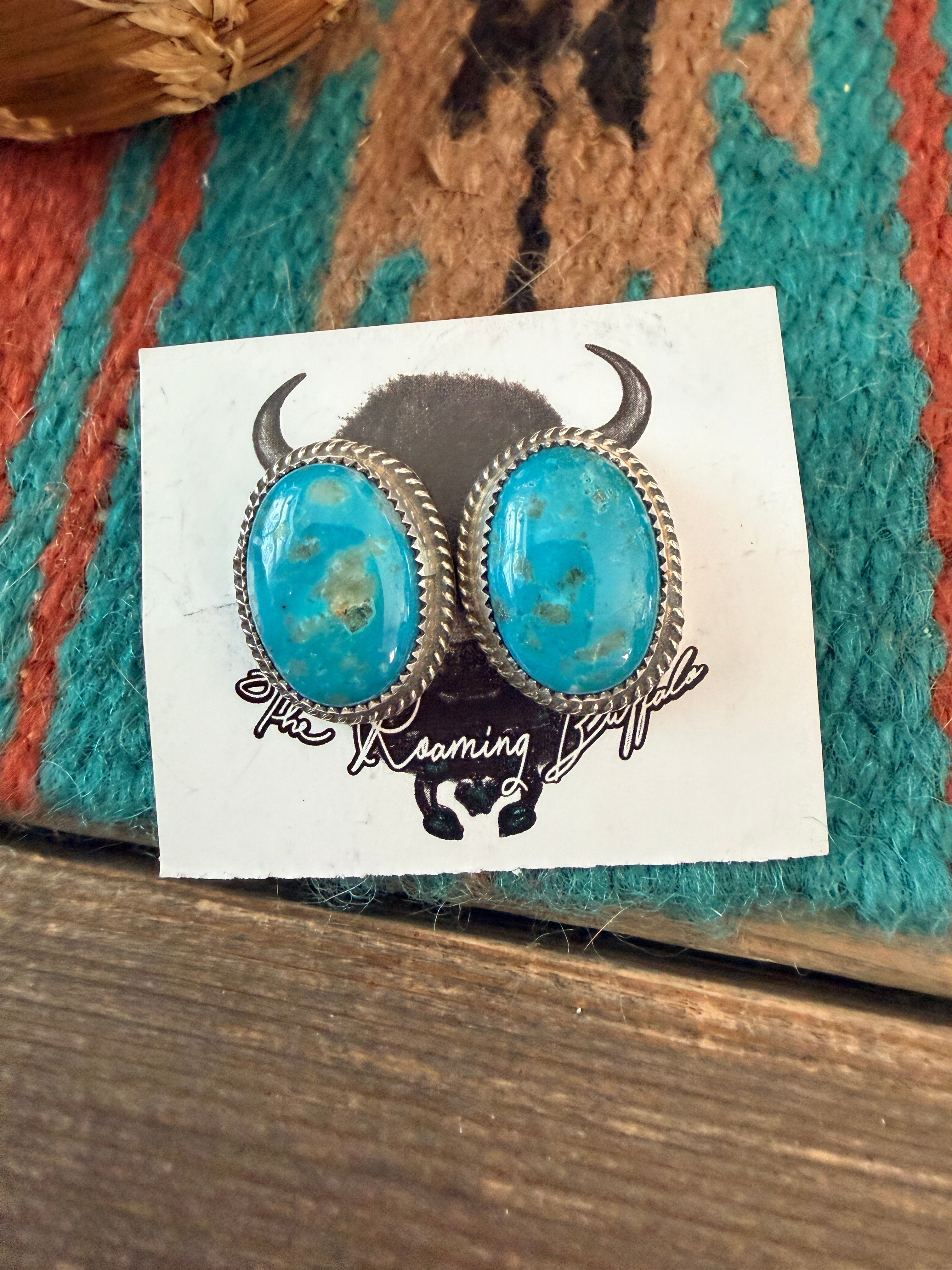 Handmade Sterling Silver & Turquoise Post Earrings