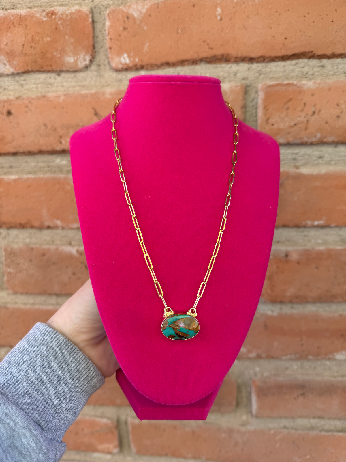 “The Golden Collection” Handmade Sterling Silver Gold Overlay Ribbon Royston Turquoise Bar Necklace Signed Nizhoni