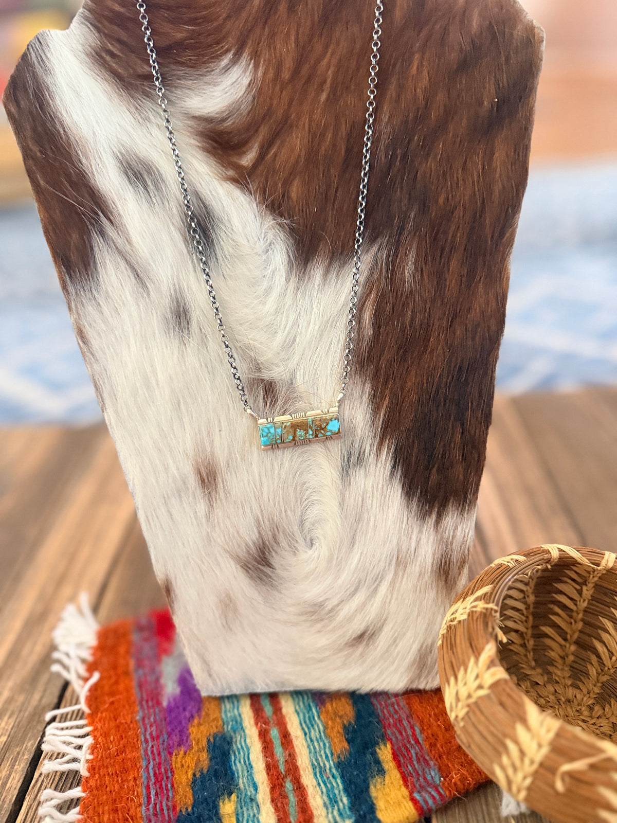 Handcrafted Turquoise & Sterling Silver Bar Necklace