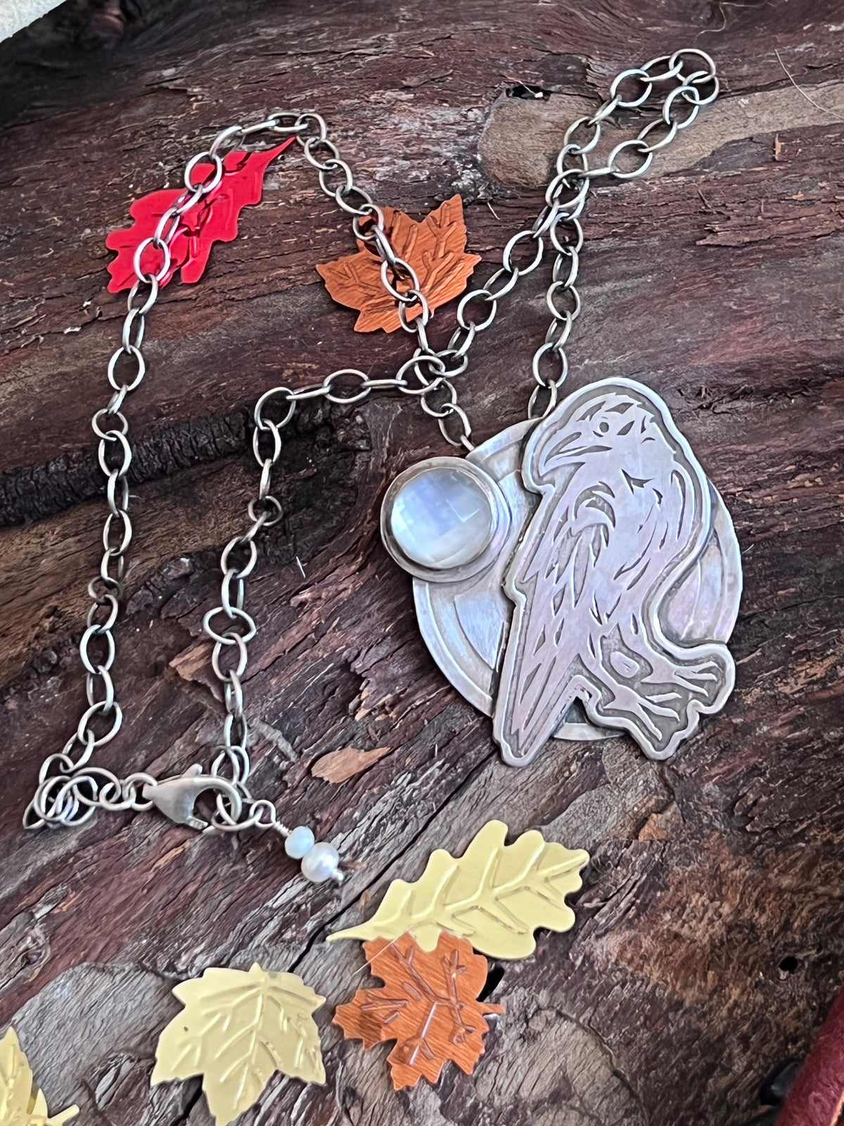 Tularosa Handcrafted Sterling Silver Raven & Moon Necklace