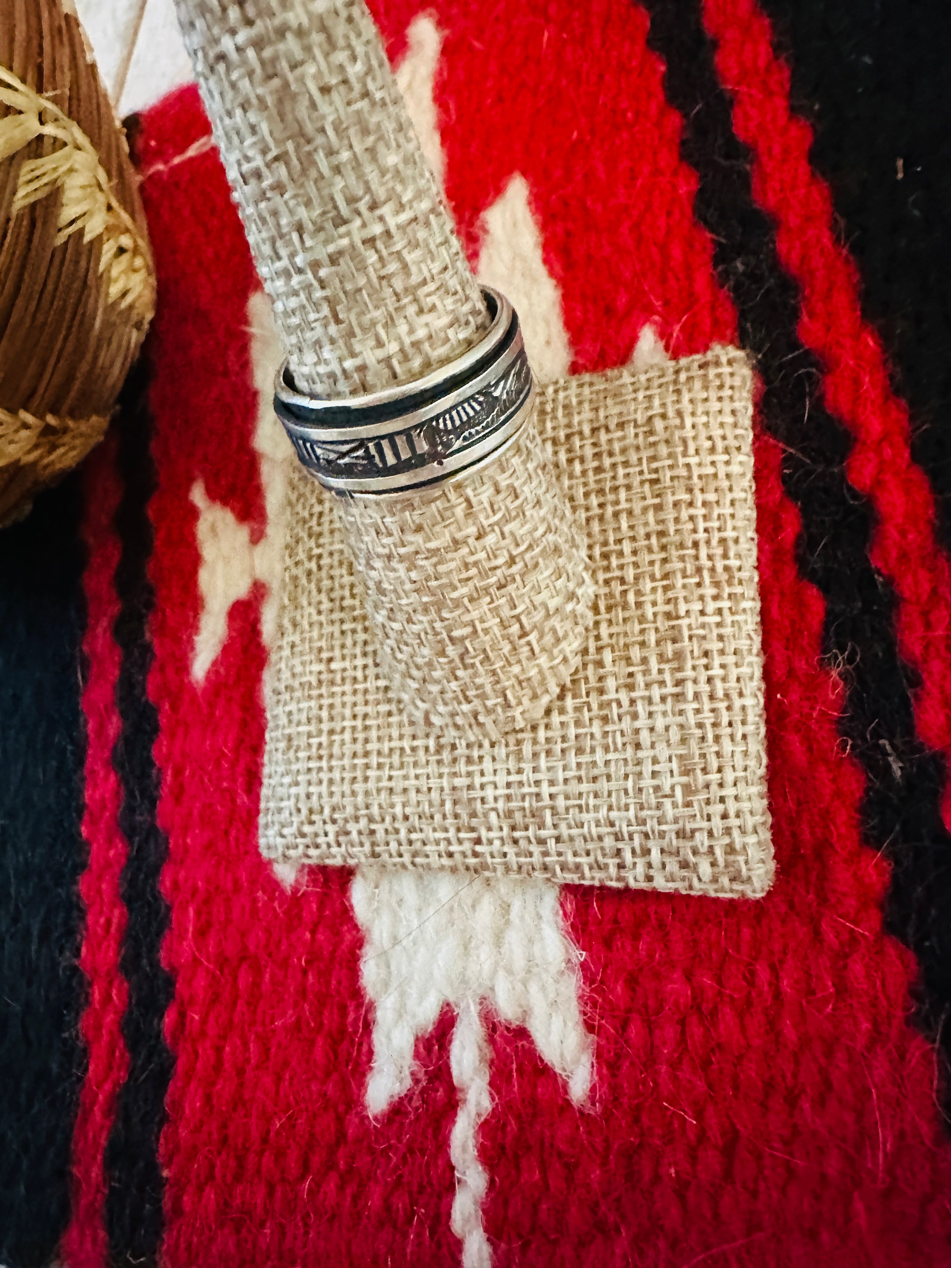 Handcrafted Hand Stamped Sterling Silver Storyteller Ring Size 8