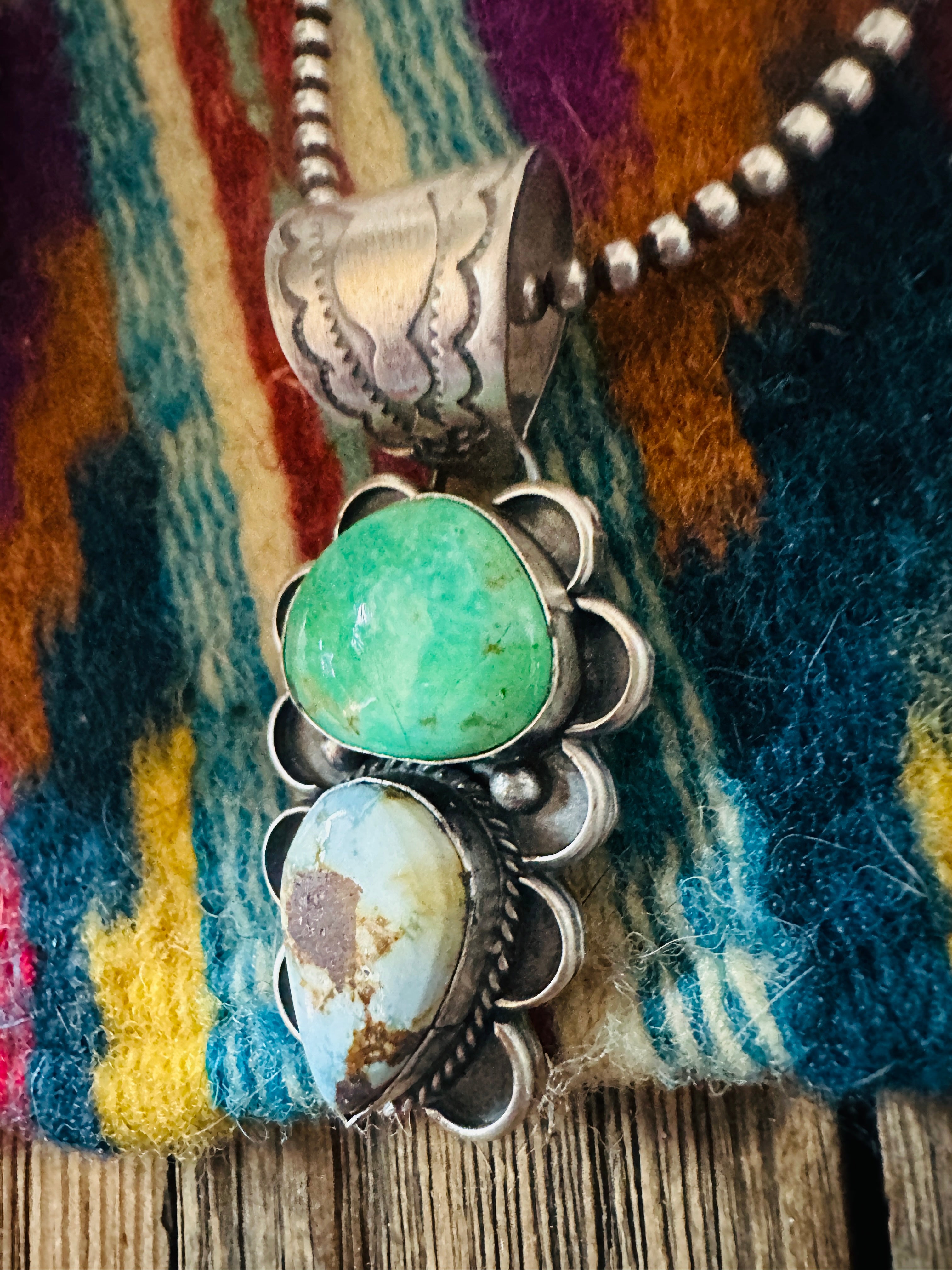 Handcrafted Sterling Silver & Multi Turquoise Pendant