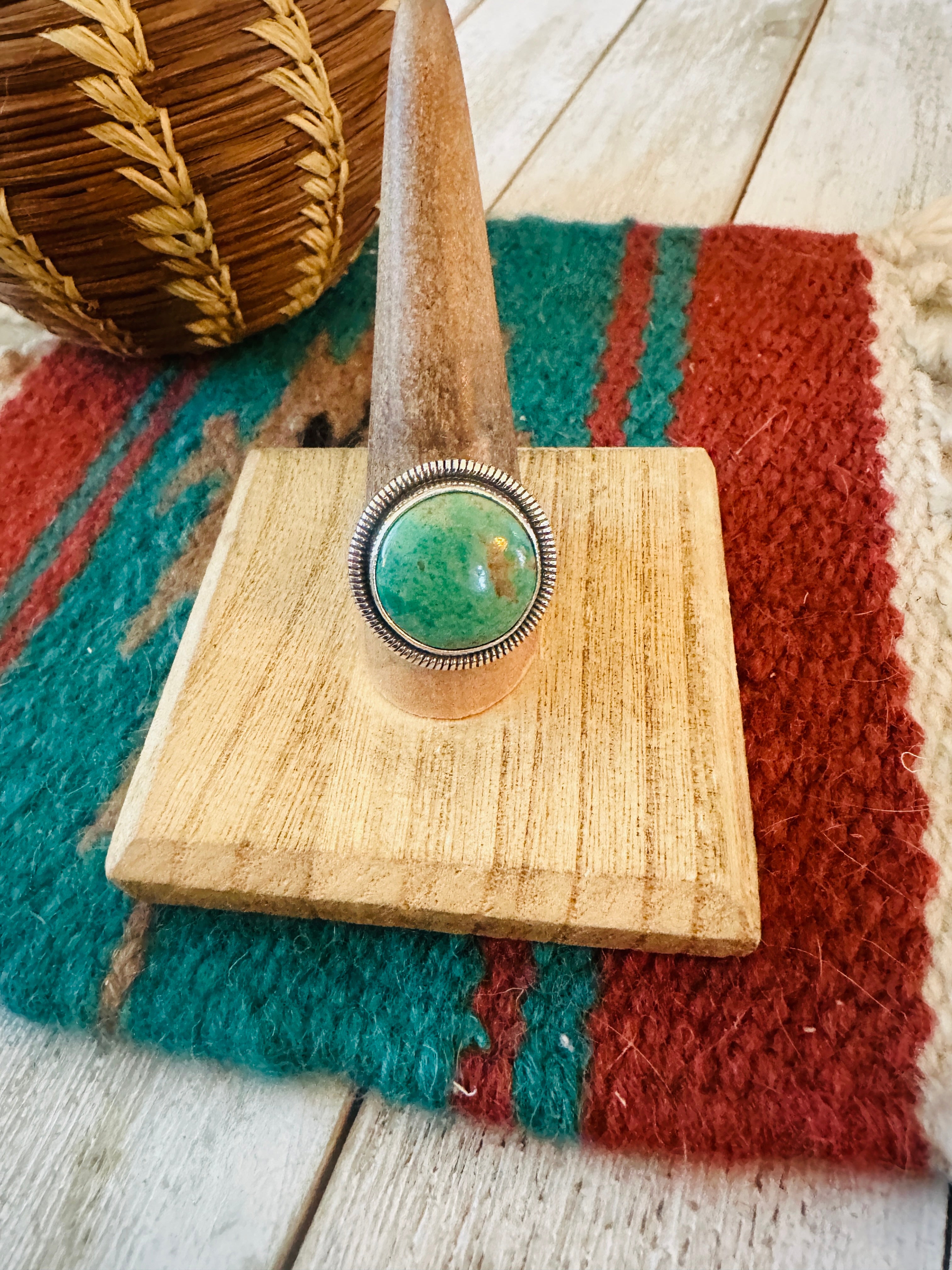 Handcrafted Sterling Silver & Turquoise Ring by Wydell Billie
