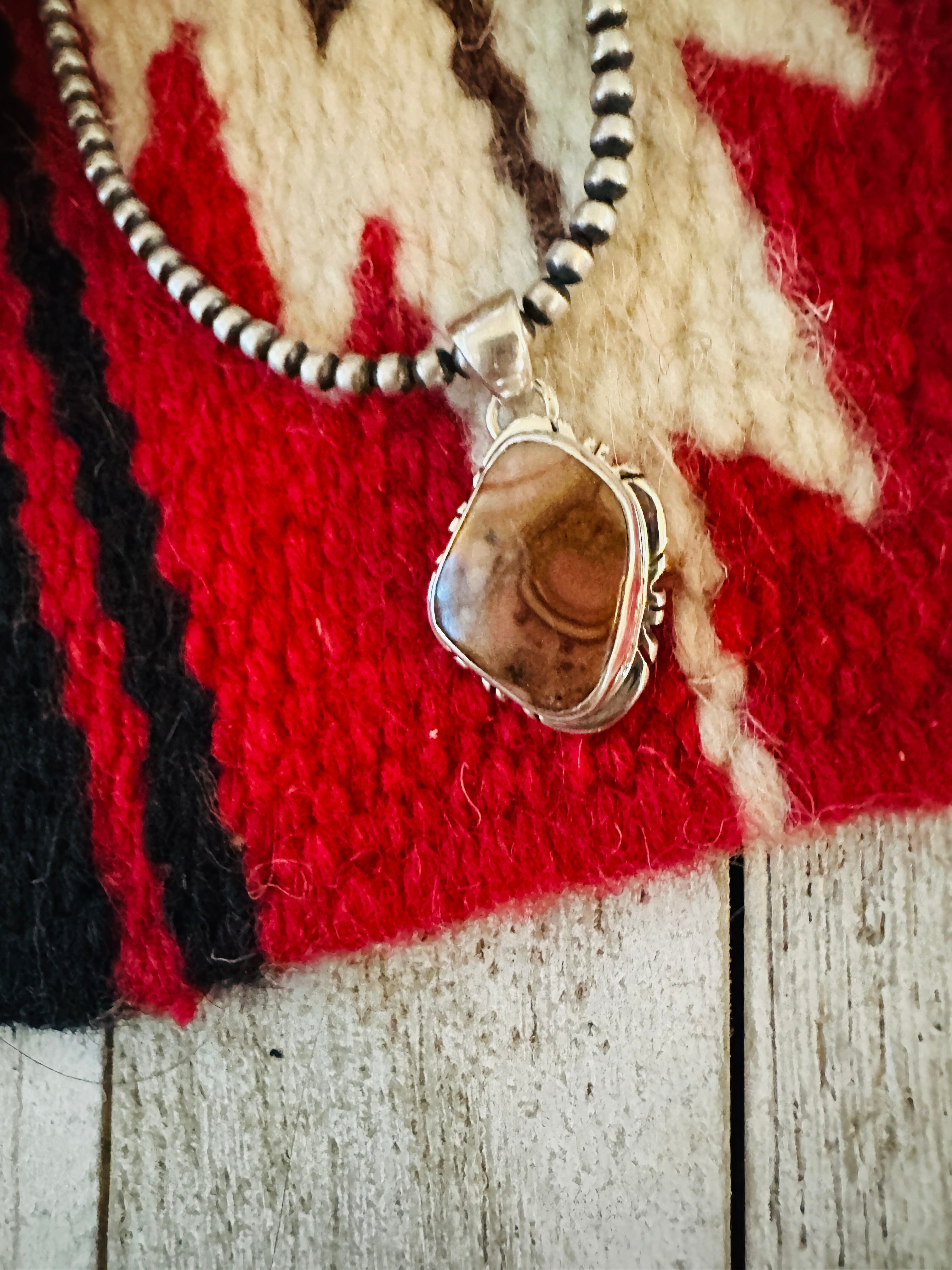 Handcrafted Sterling Silver & Jasper Pendant