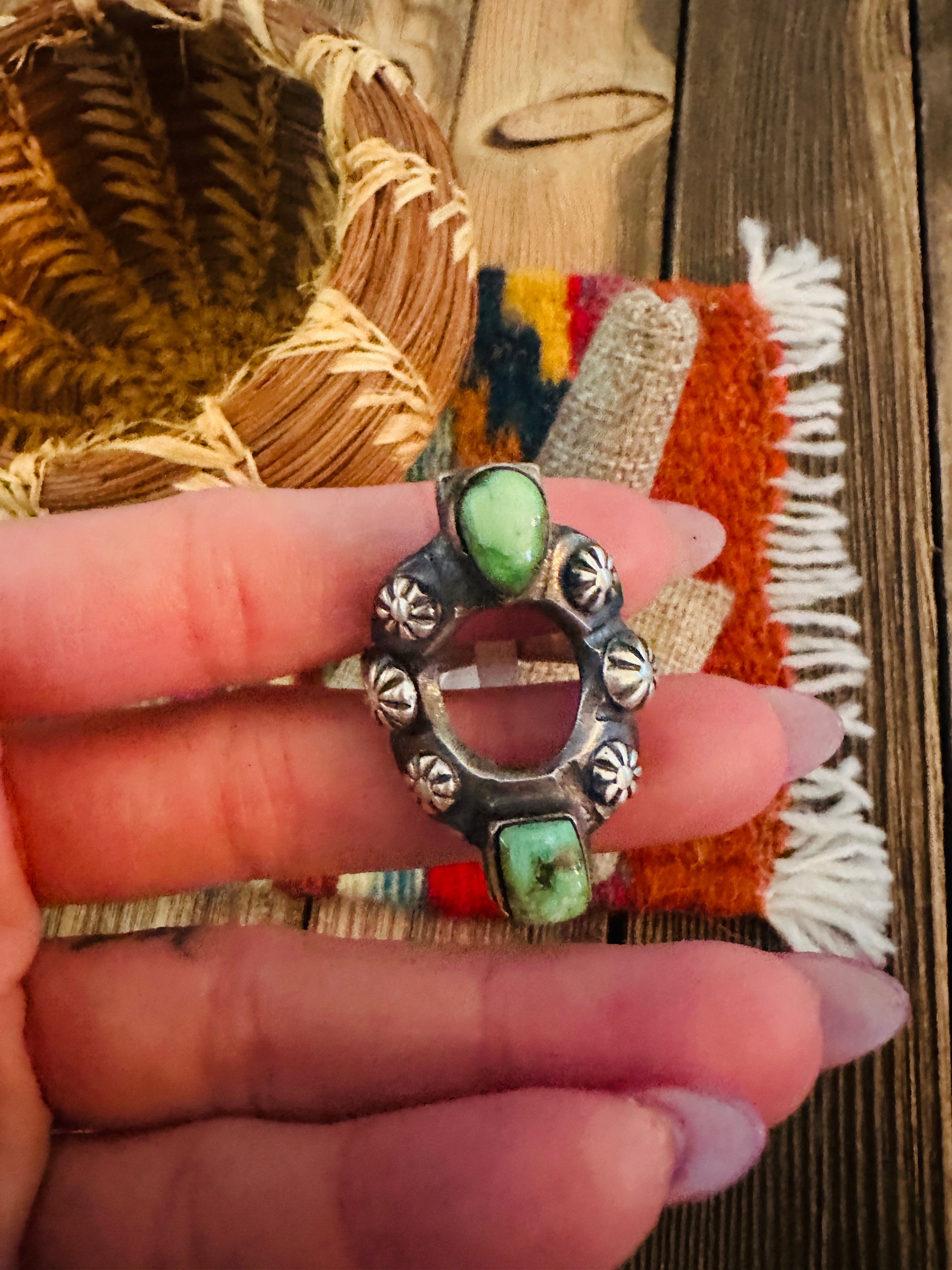 Handcrafted Turquoise & Sterling Silver Ring Size 10.5 by Chimney Butte