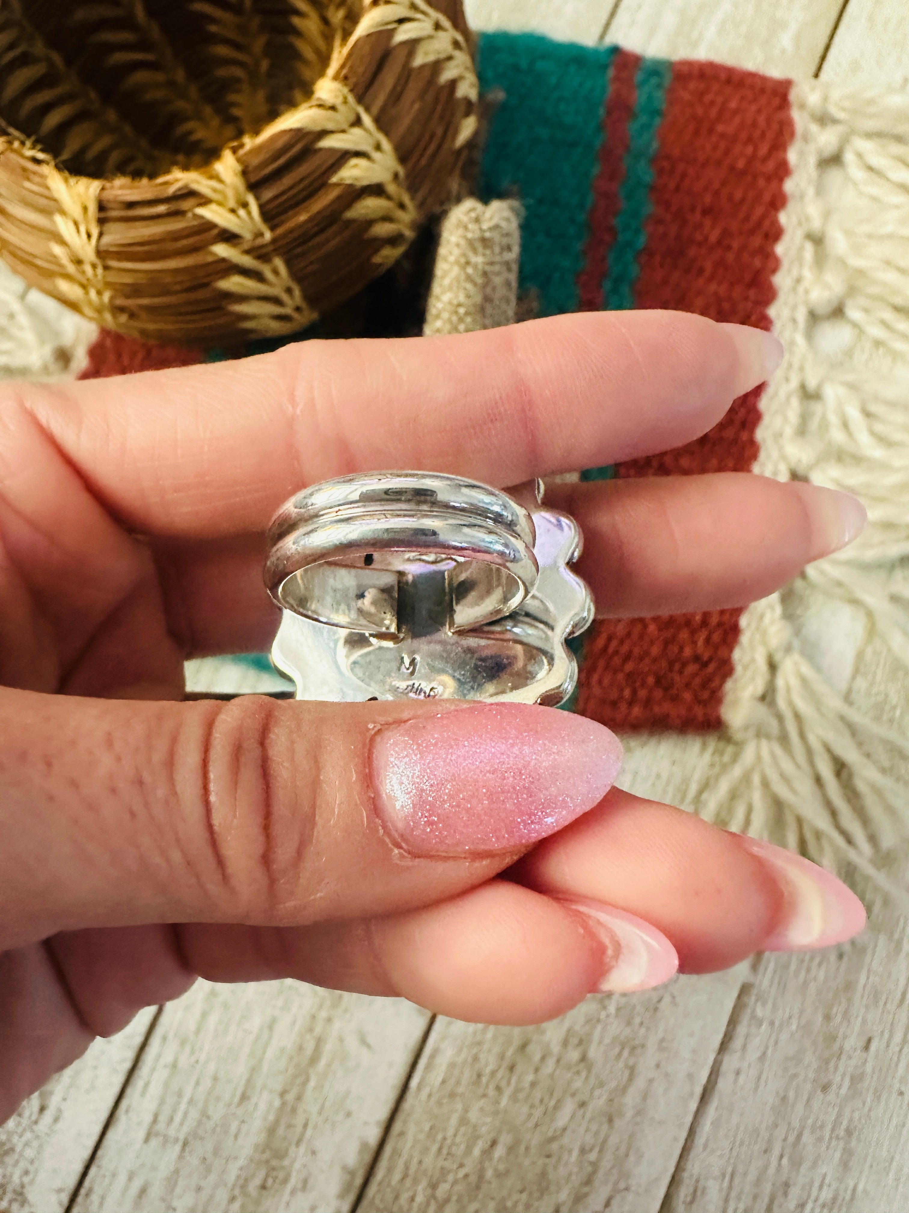 Handcrafted Palomino Turquoise & Sterling Silver Ring size 9.5