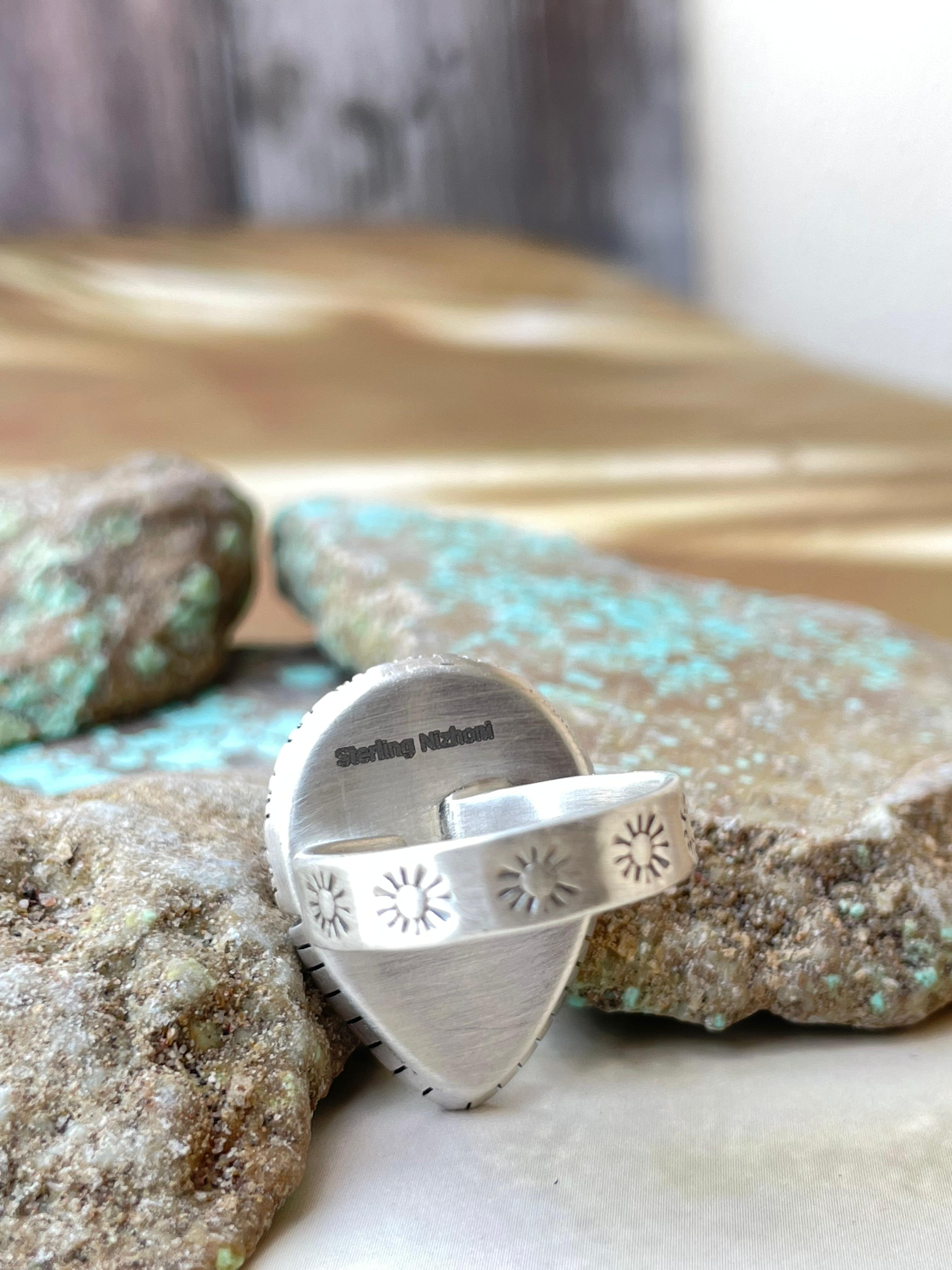 Beautiful Handmade Dahlia Rose And Sterling Silver Adjustable Teardrop Shape Ring