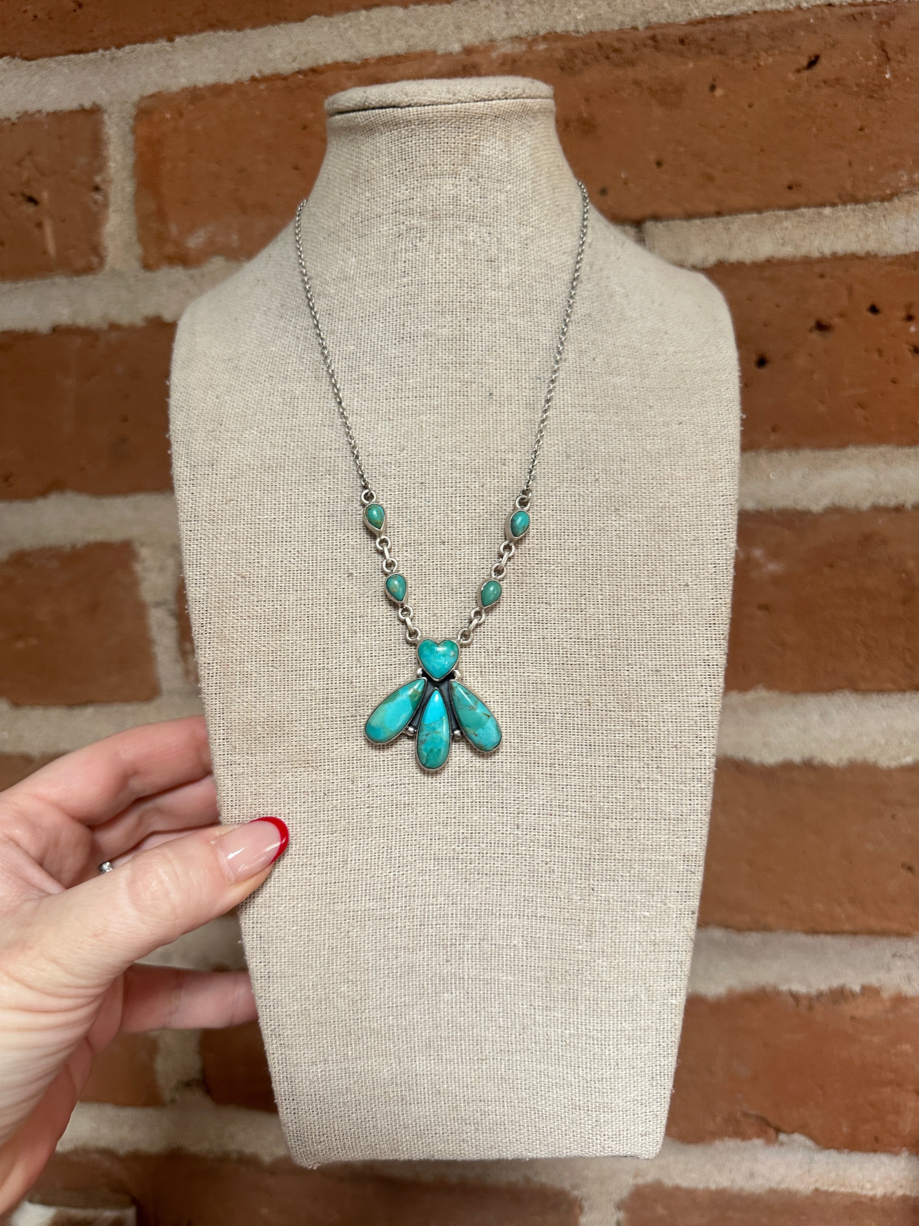 Handmade Sterling Silver & Turquoise Heart Necklace