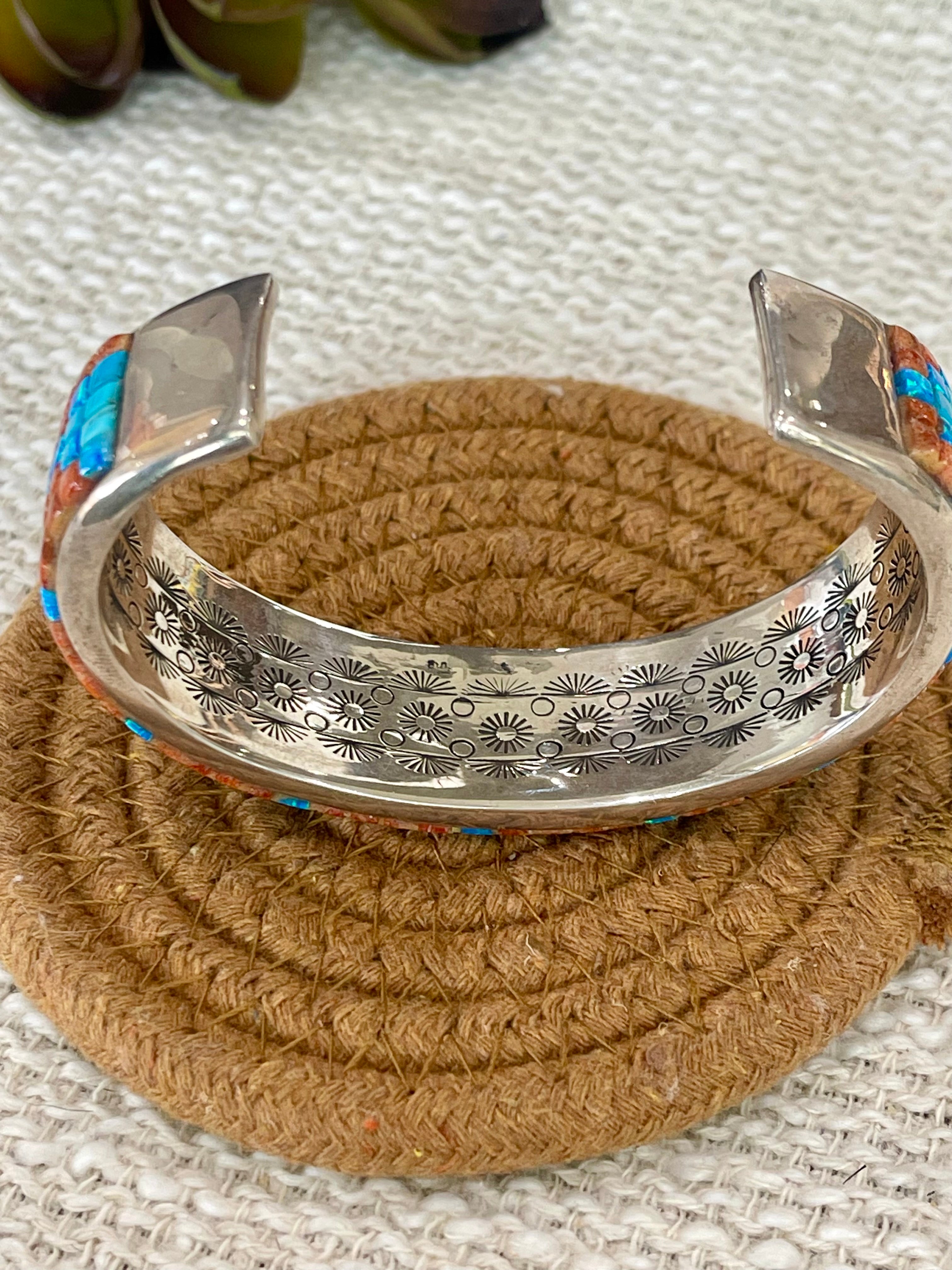 Gorgeous Handmade Sterling Silver & Multi Stone Cuff Bracelet