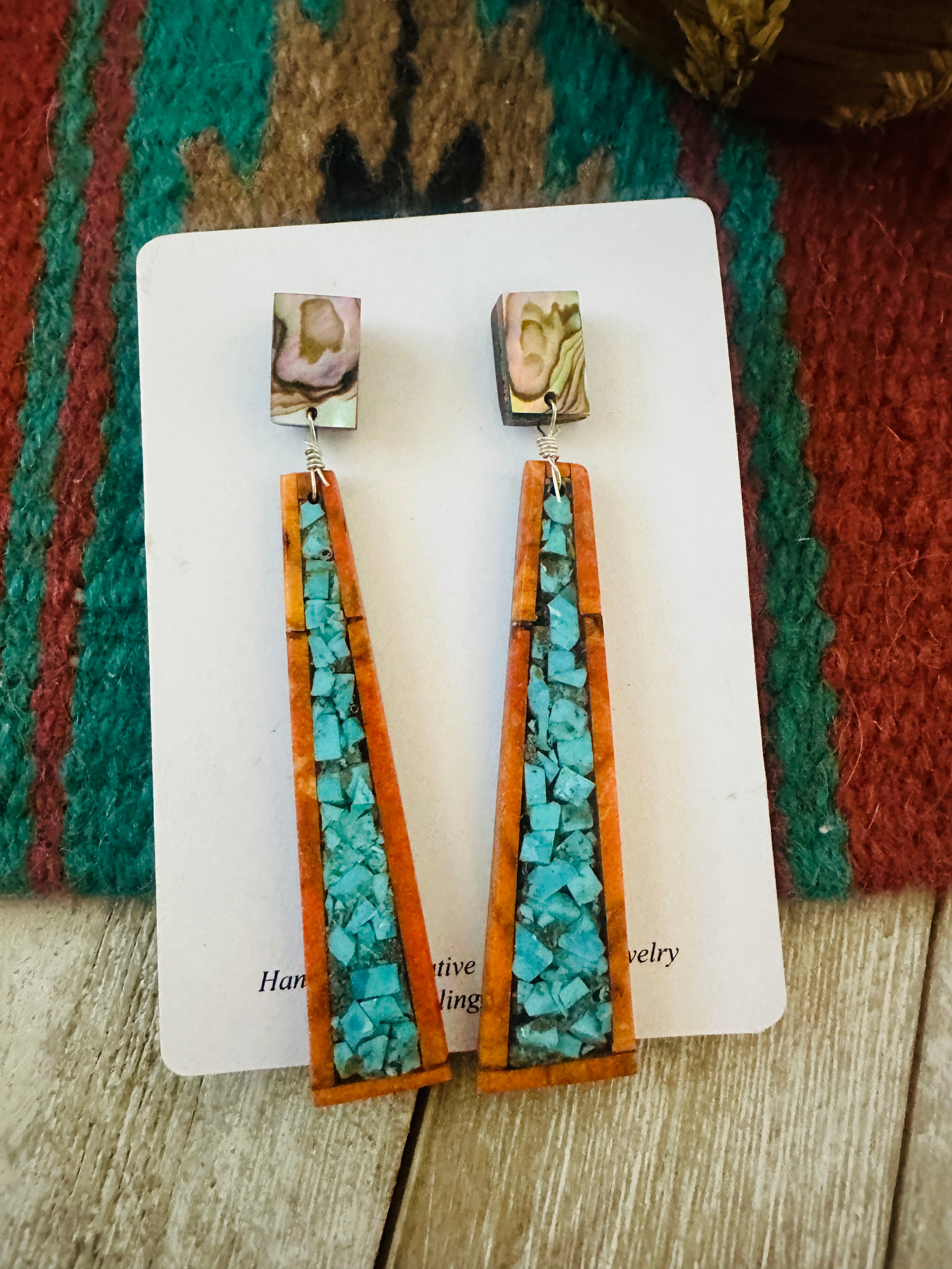 Santo Domingo Multi Stone Mosaic Inlay Dangle Earrings