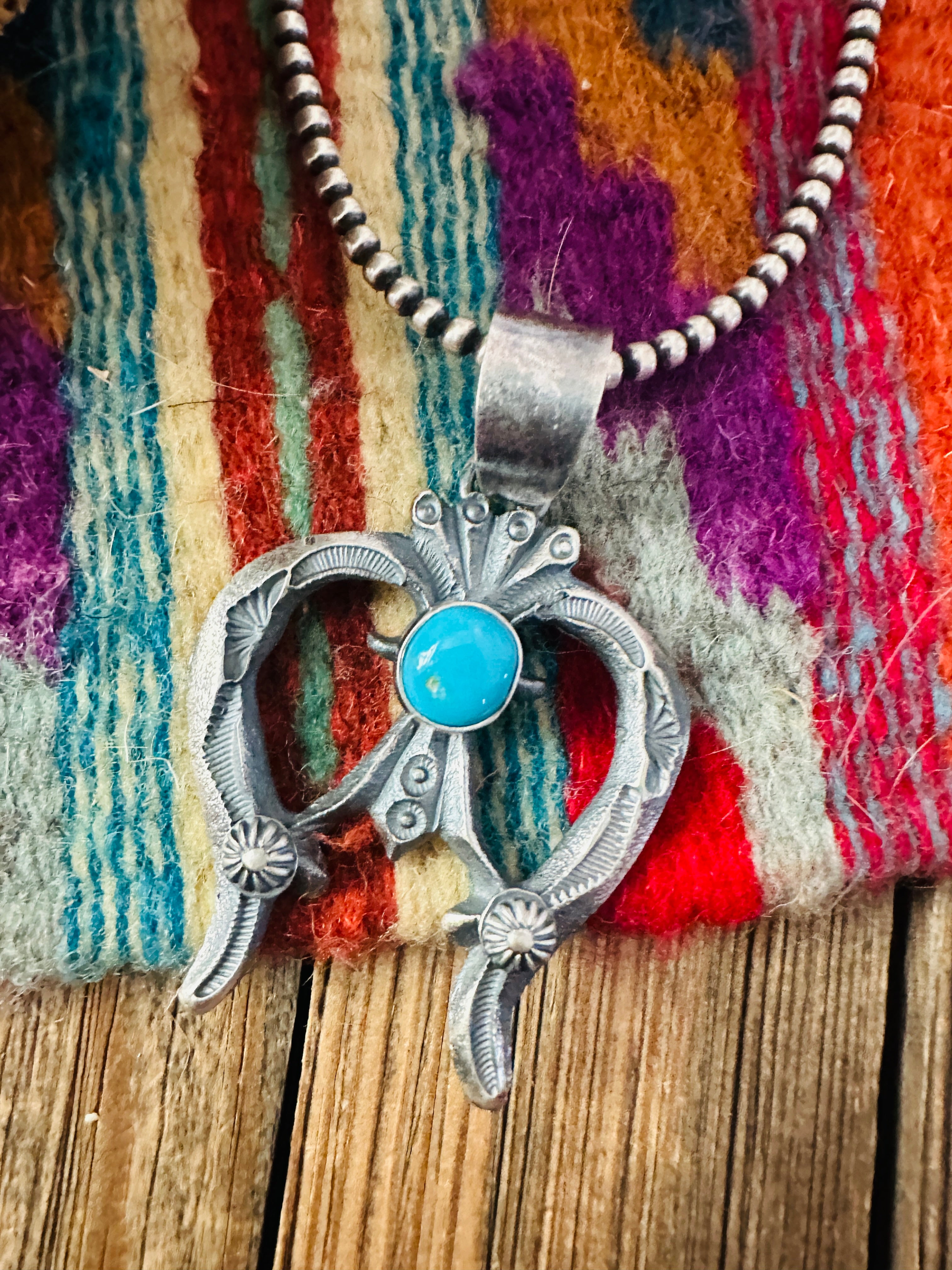Handcrafted Sterling Silver & Kingman Turquoise Naja Pendant by Kevin Billah