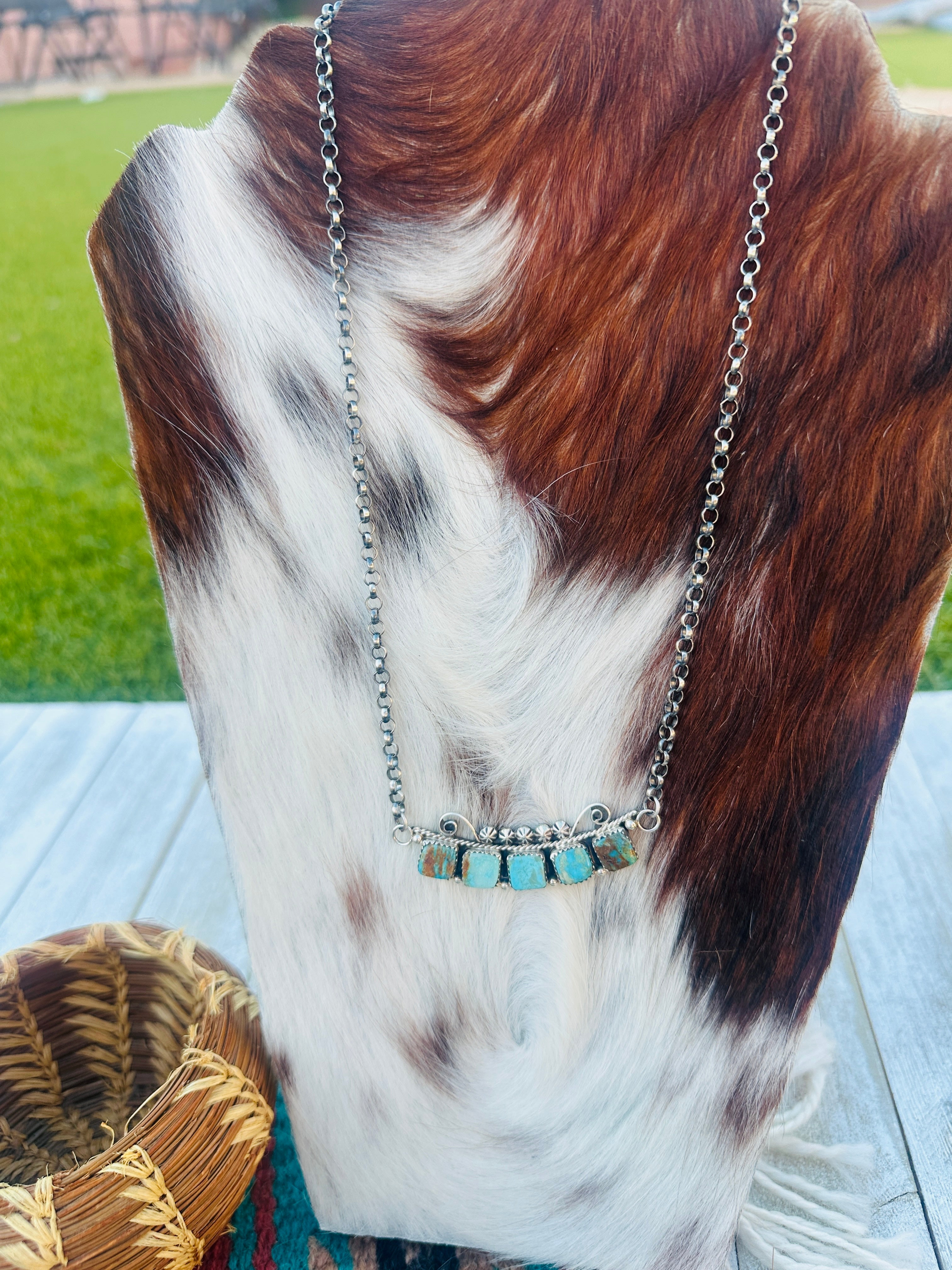Handcrafted Turquoise & Sterling Silver Necklace by Jacqueline Silver