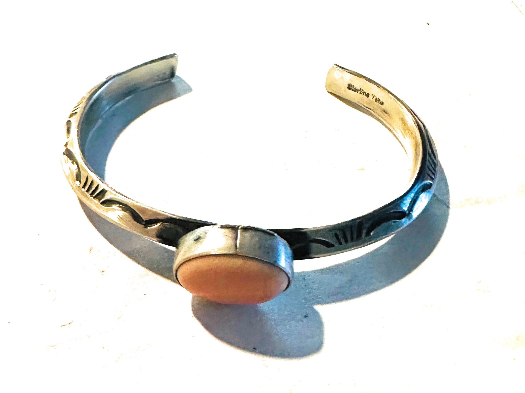 Handcrafted Sterling Silver & Queen Pink Conch Cuff Bracelet