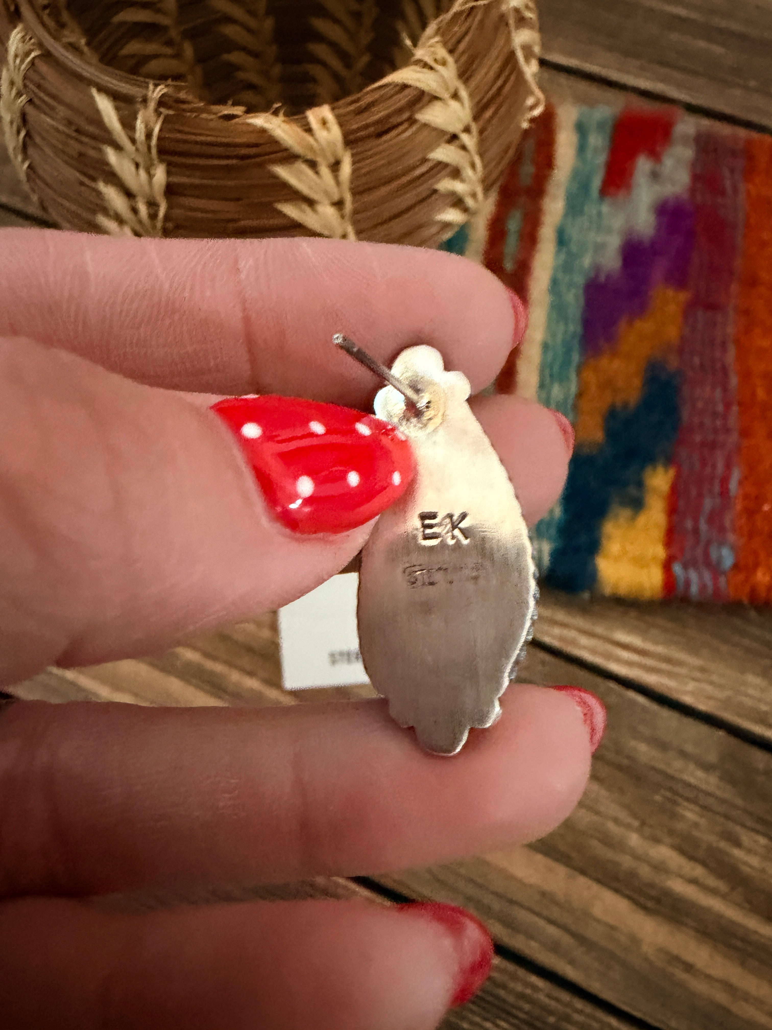 Handcrafted Turquoise & Sterling Silver Post Earrings