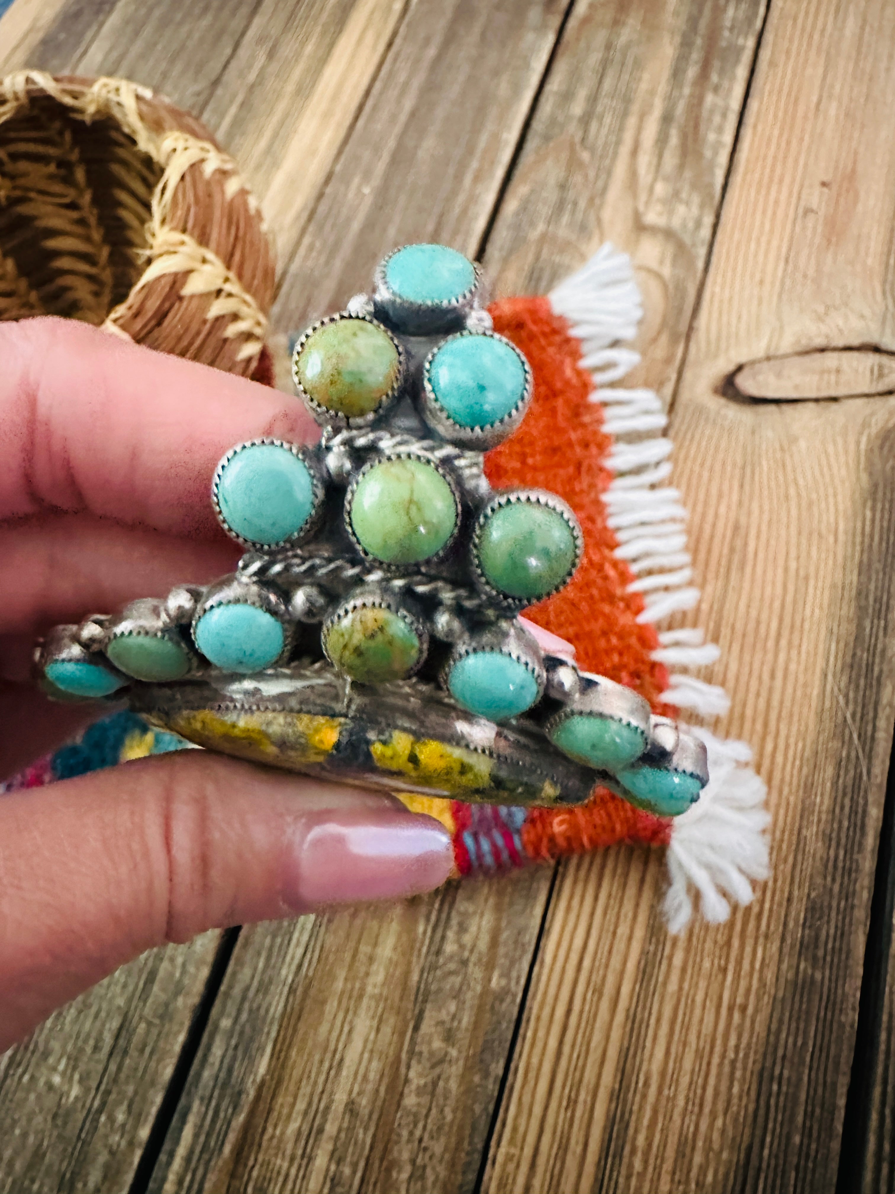 Handcrafted Sterling Silver, Turquoise & Bumblebee Cuff Bracelet