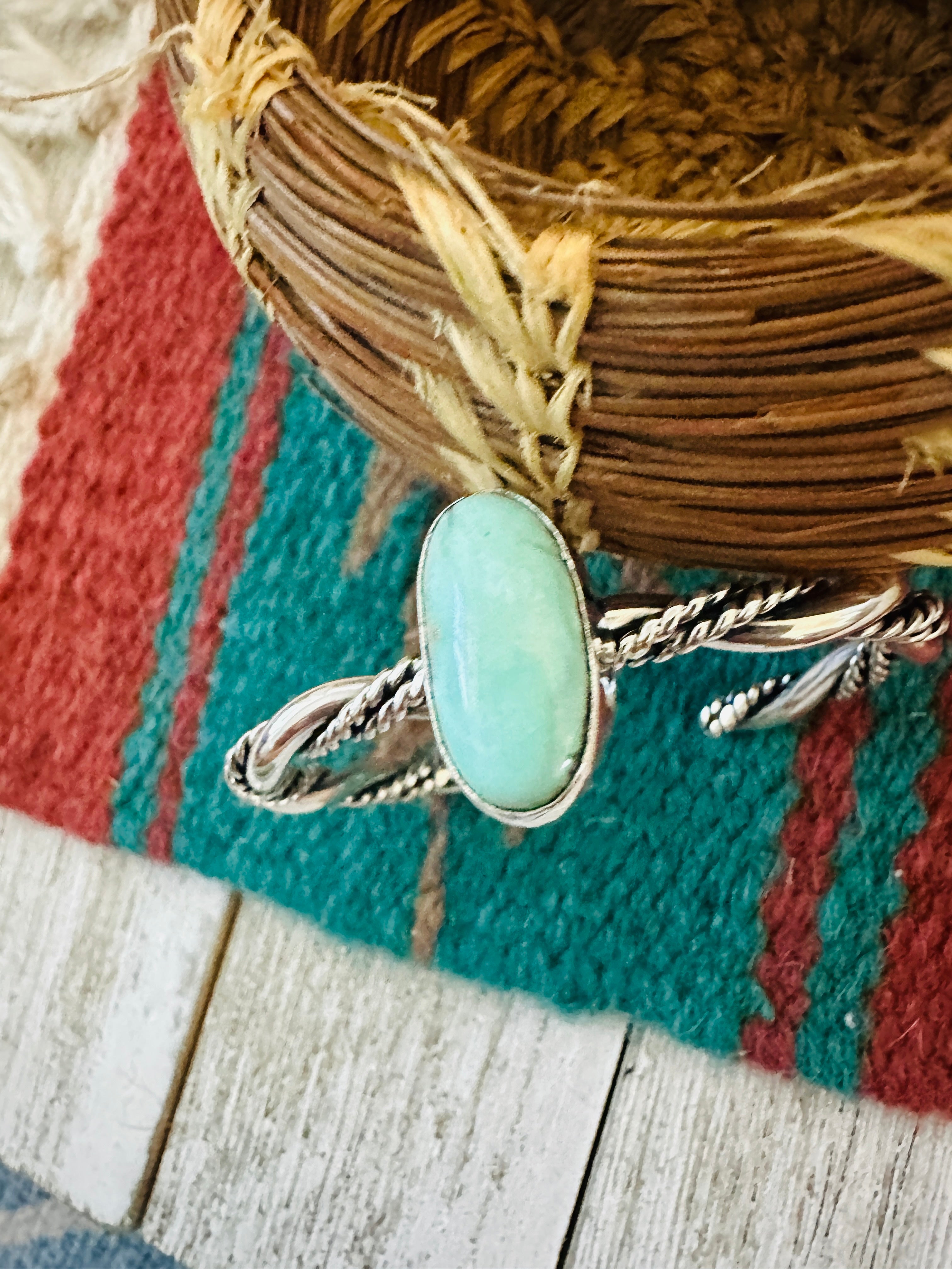 Handcrafted Twisted Sterling Silver & Turquoise Cuff Bracelet