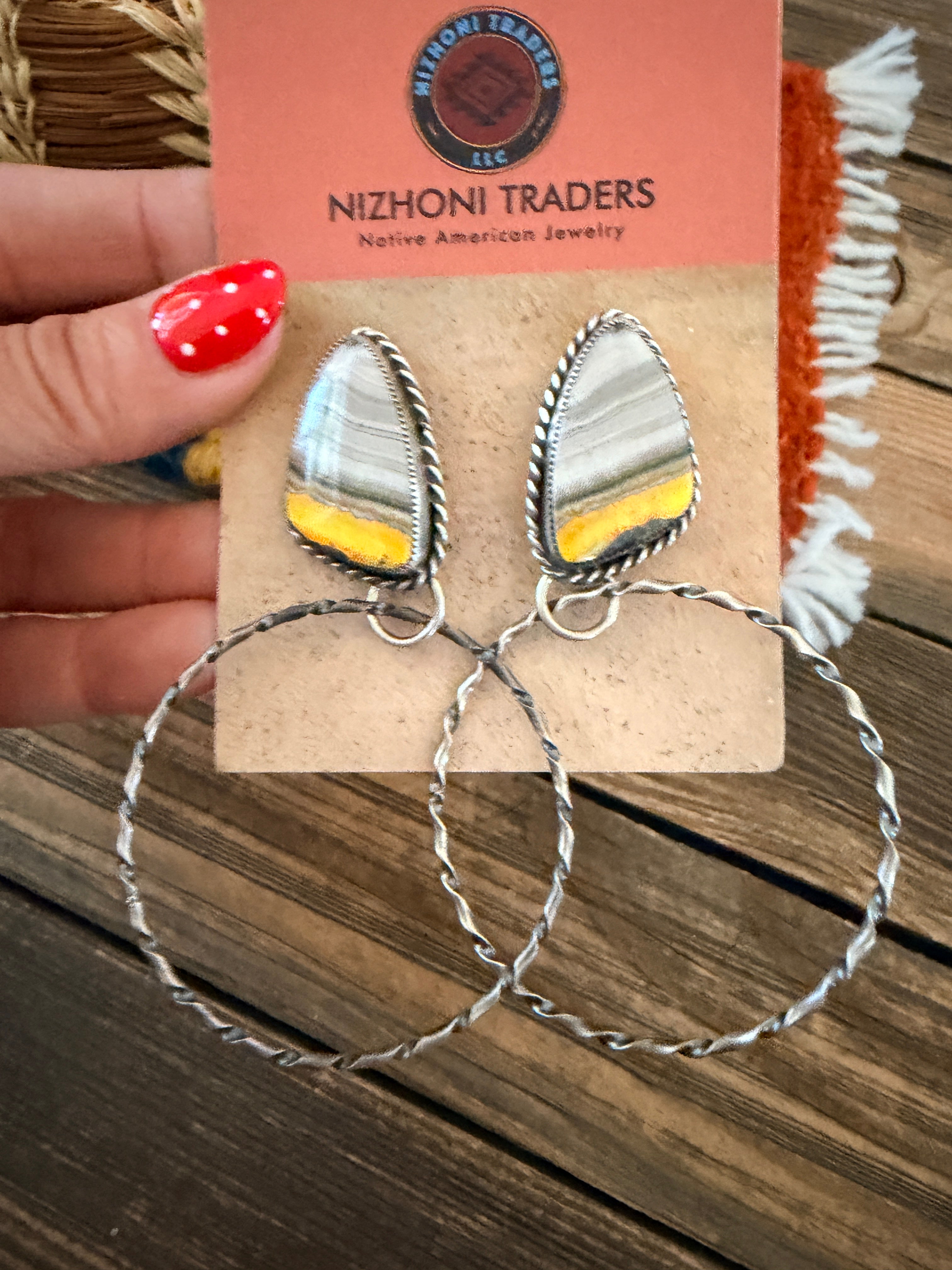 Handcrafted Bumblebee & Sterling Silver Hoop Earrings