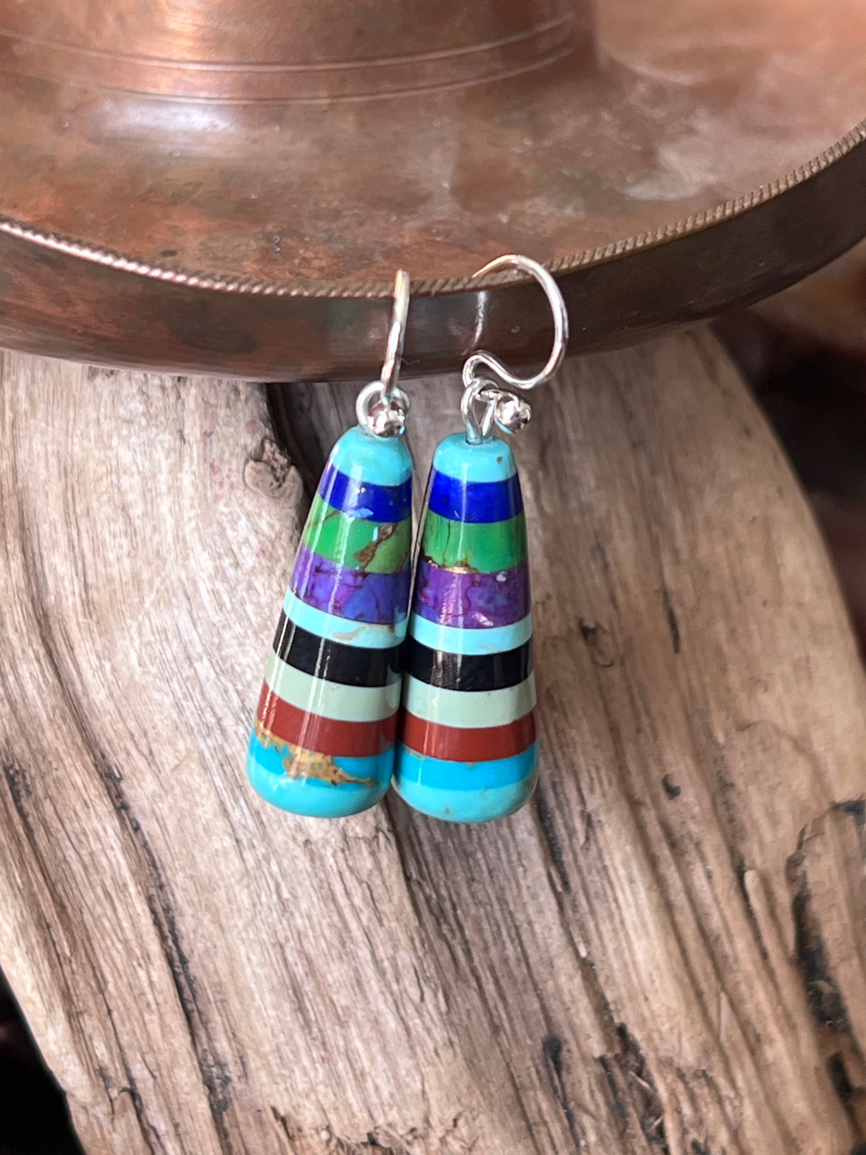 Santo Domingo Layered Multistone Earrings by Ronald Chavez, Stacked Gems #8