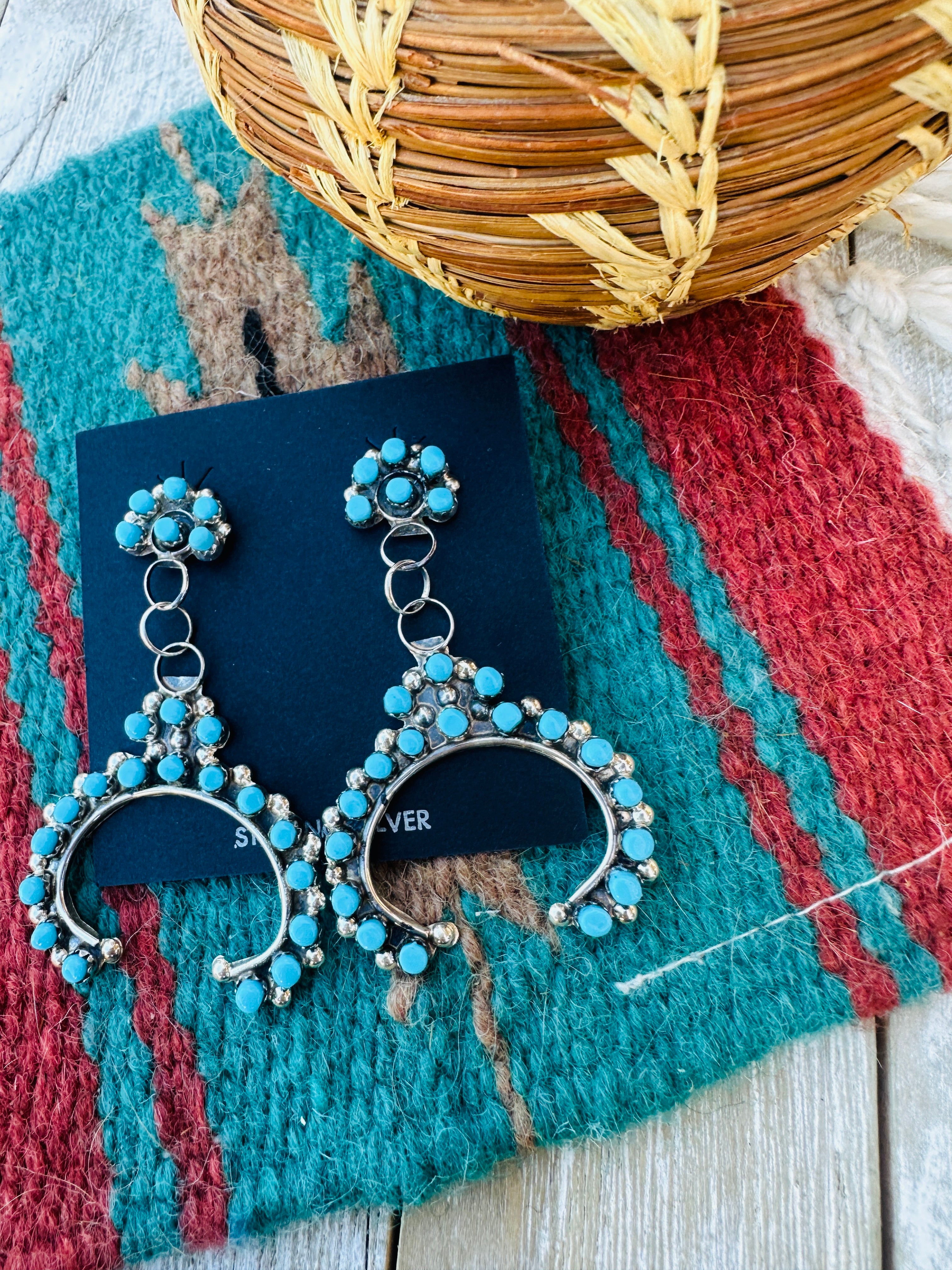 Handcrafted Turquoise & Sterling Silver Naja Dangle Earrings
