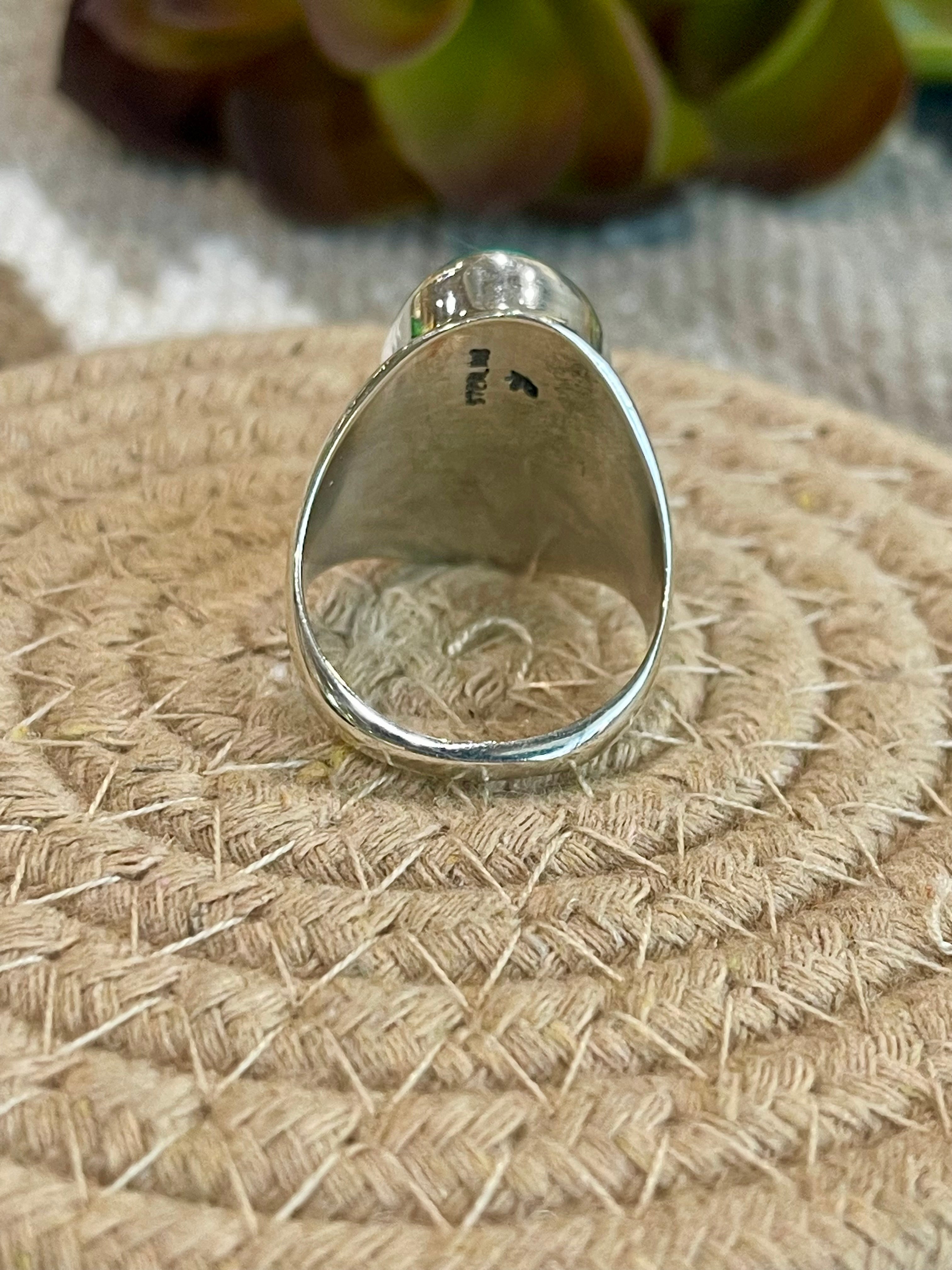 Navajo Turquoise & Sterling Silver Ring Size 11.75