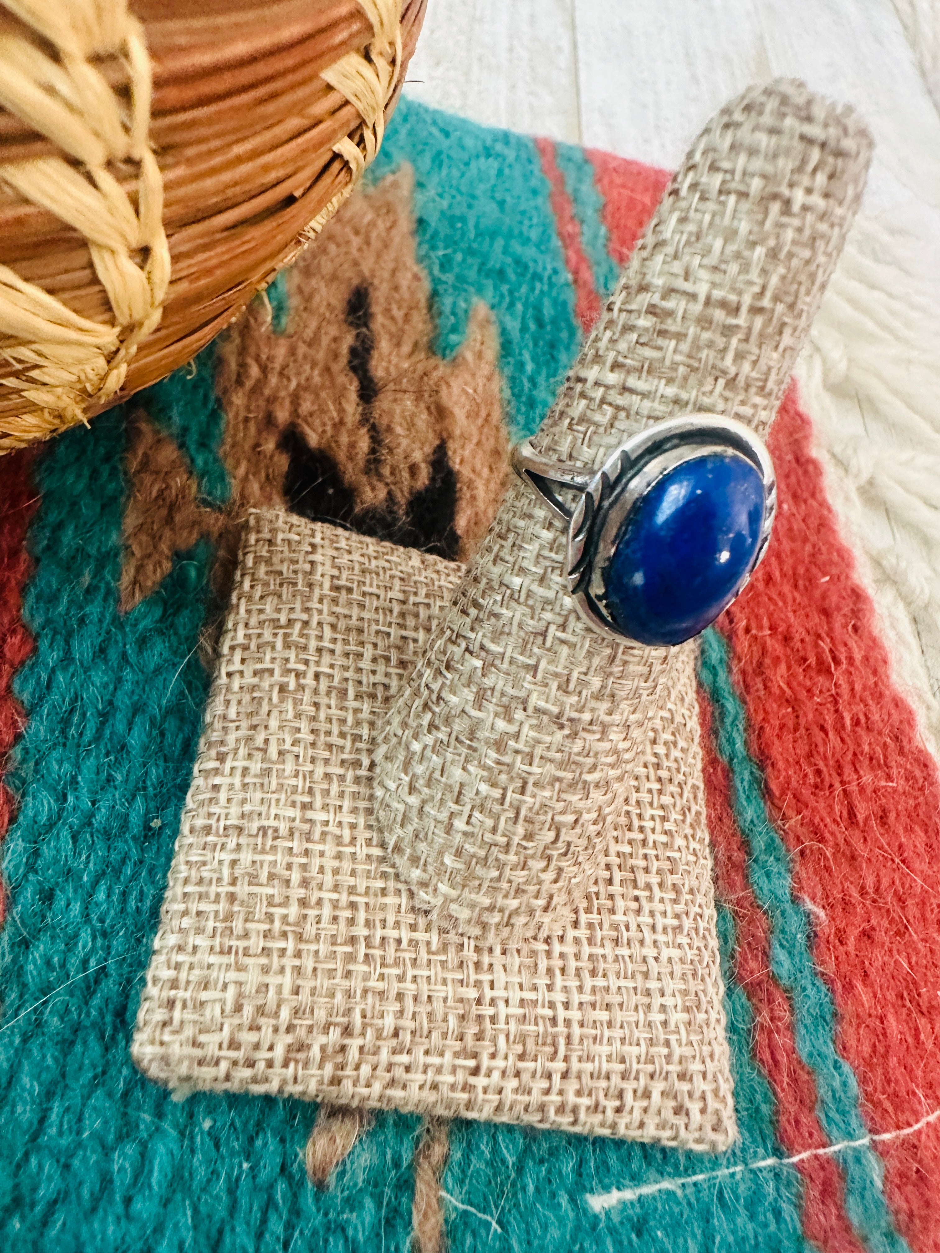 Handcrafted Old Pawn Sterling Silver & Lapis Ring