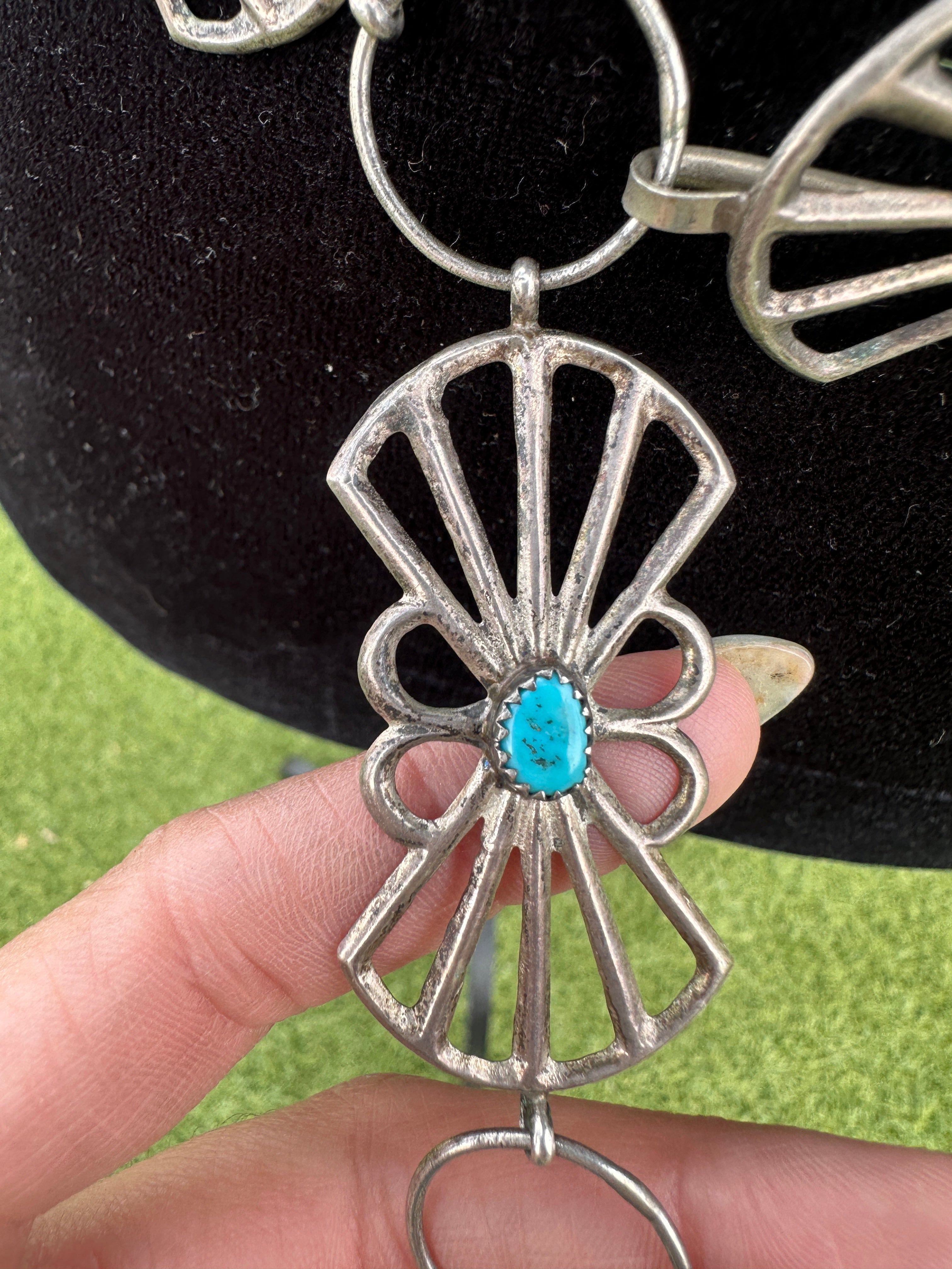 Handcrafted Vintage Old Pawn Turquoise & Sterling Silver Belt