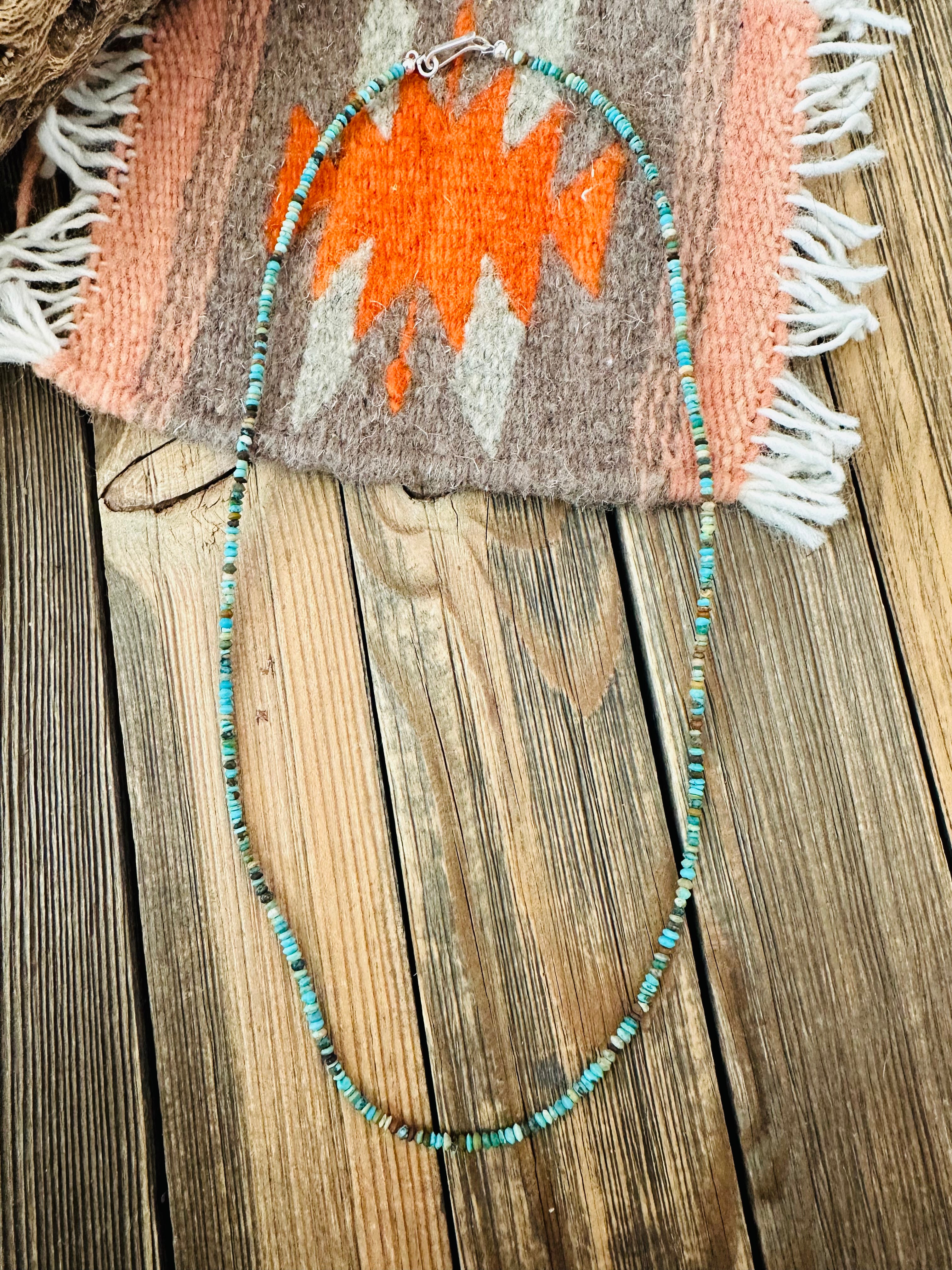 Handcrafted Turquoise and Sterling Silver Beaded Necklace