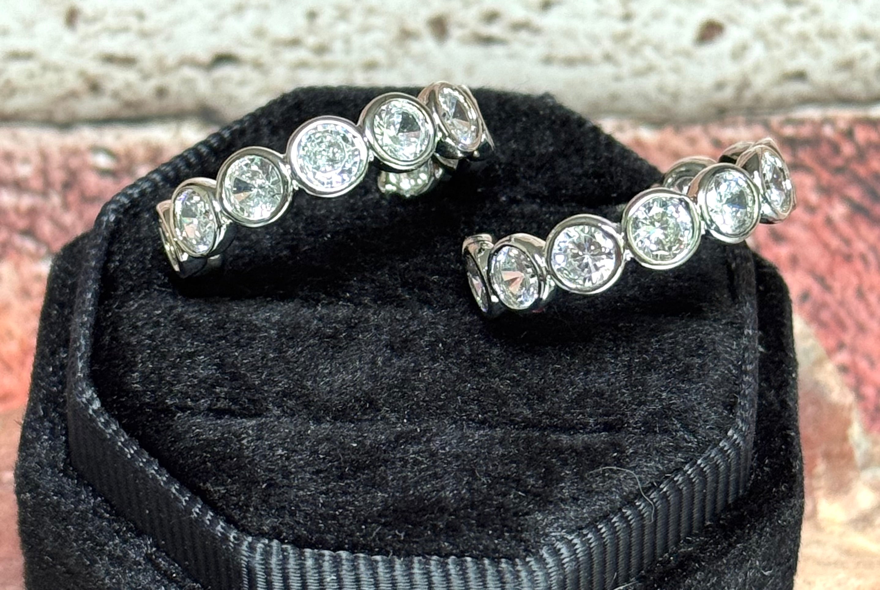 Silver Plated CZ Bezel Hoop Earrings