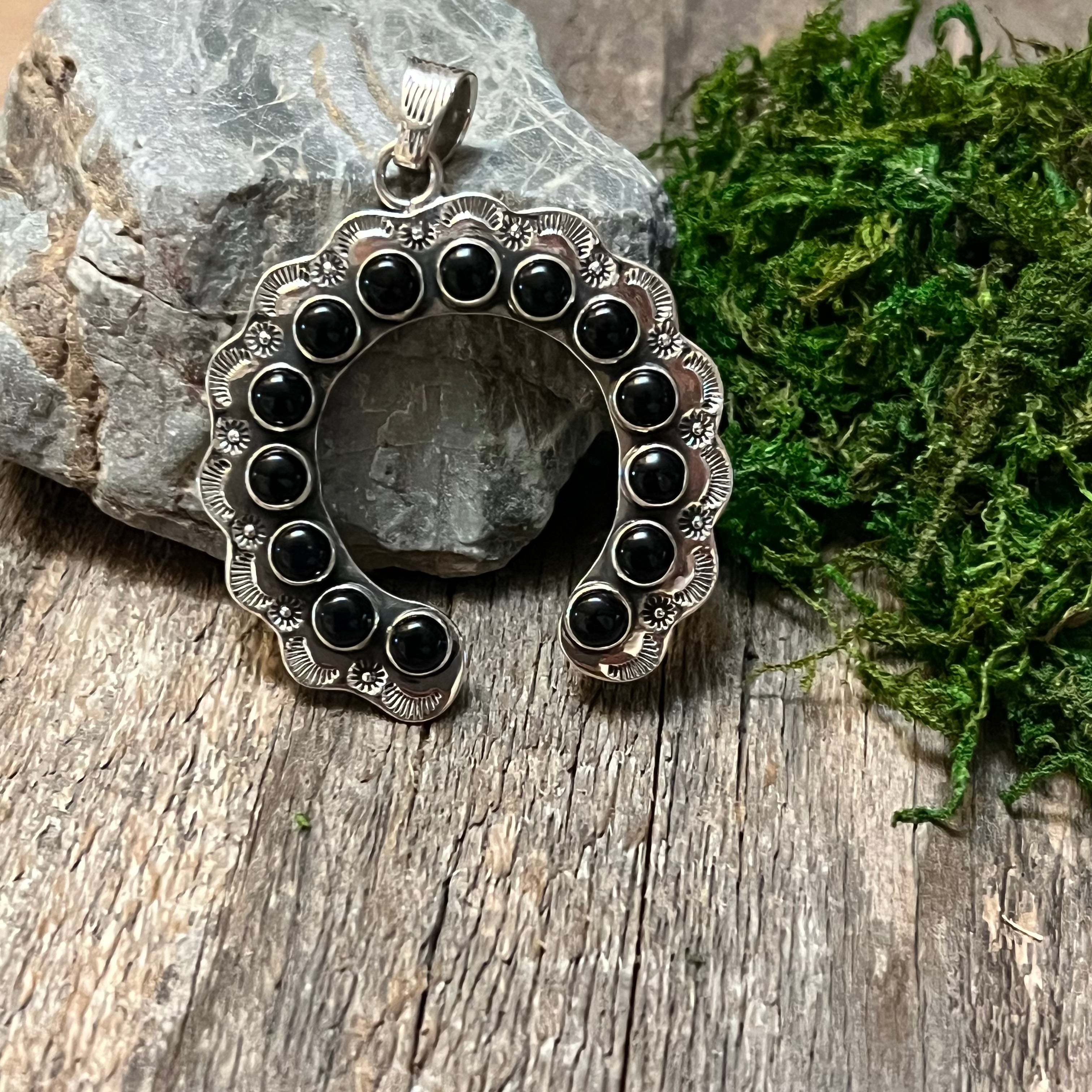 Handmade Sterling Silver & Black Onyx Naja Pendant