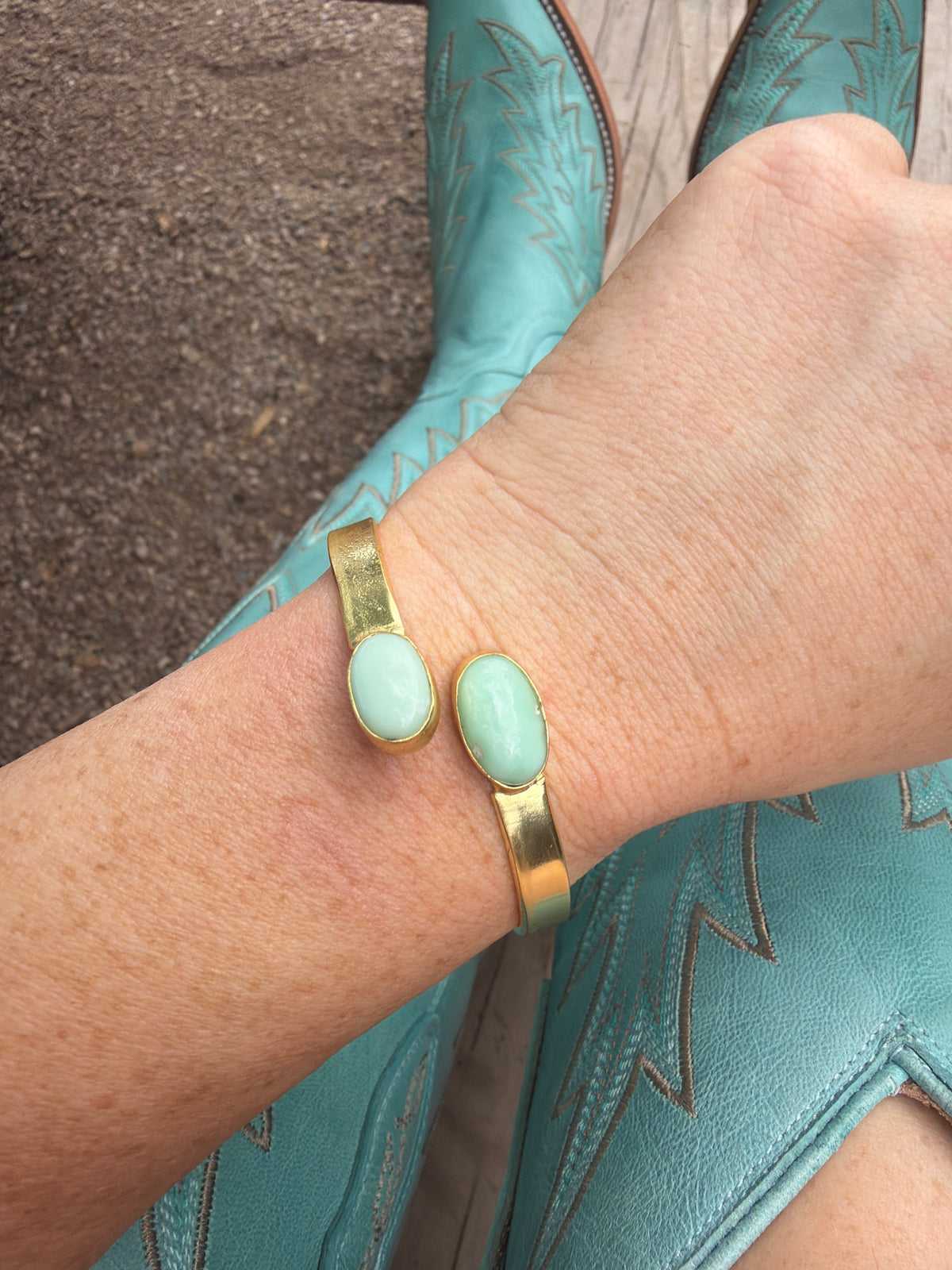“The Golden Collection” Painted Desert Handmade Paloma Gold Plated Adjustable Oval Bracelet Cuff STYLE 5