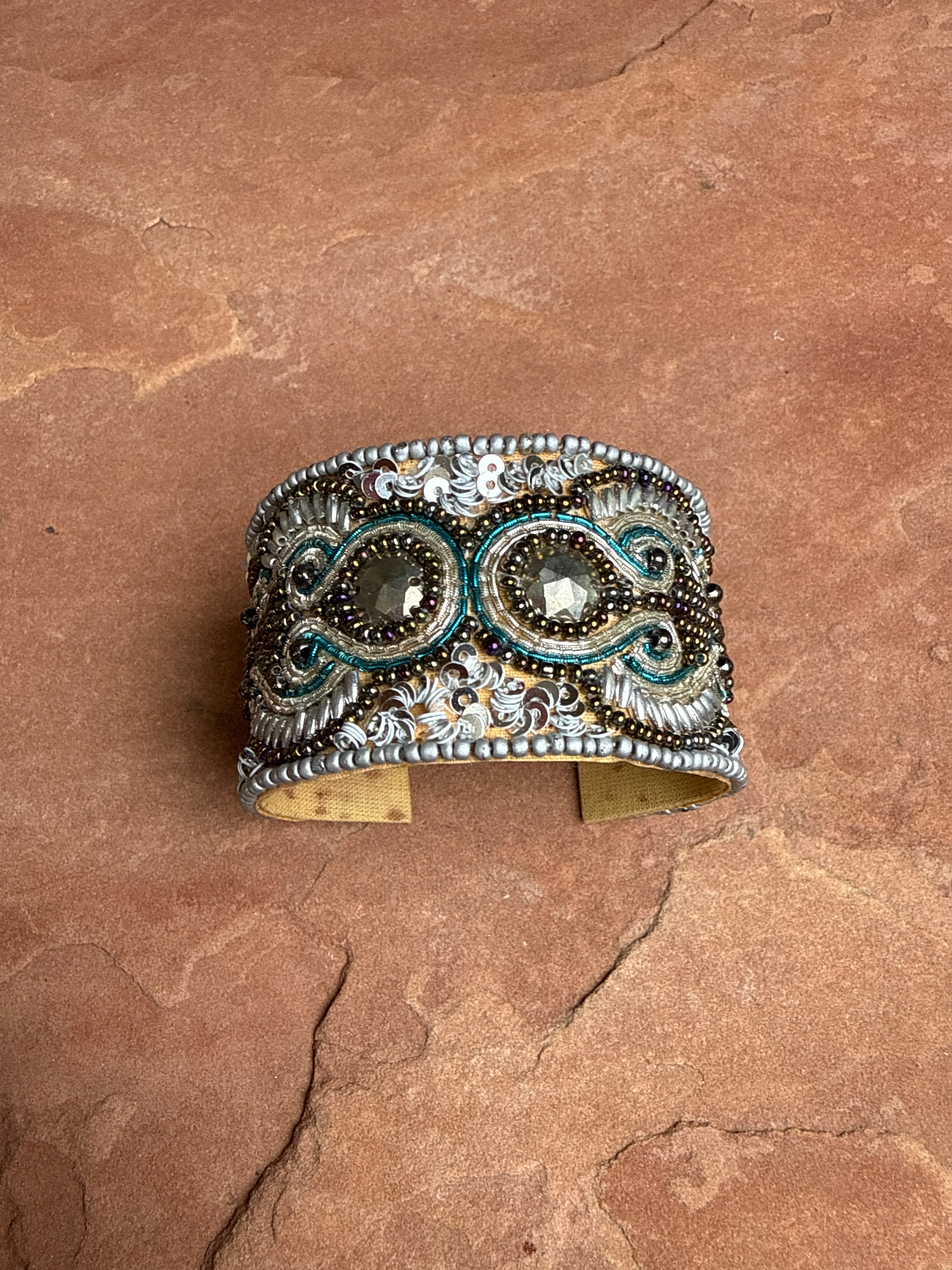 “The Golden Collection” Handmade Beaded Cuff Bracelet